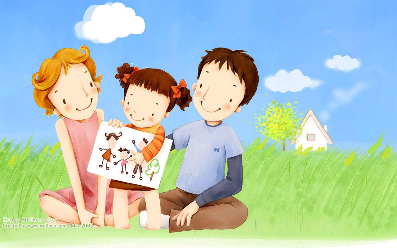 Sweet & Cute illustration of Family Love 1280x800 NO.1
