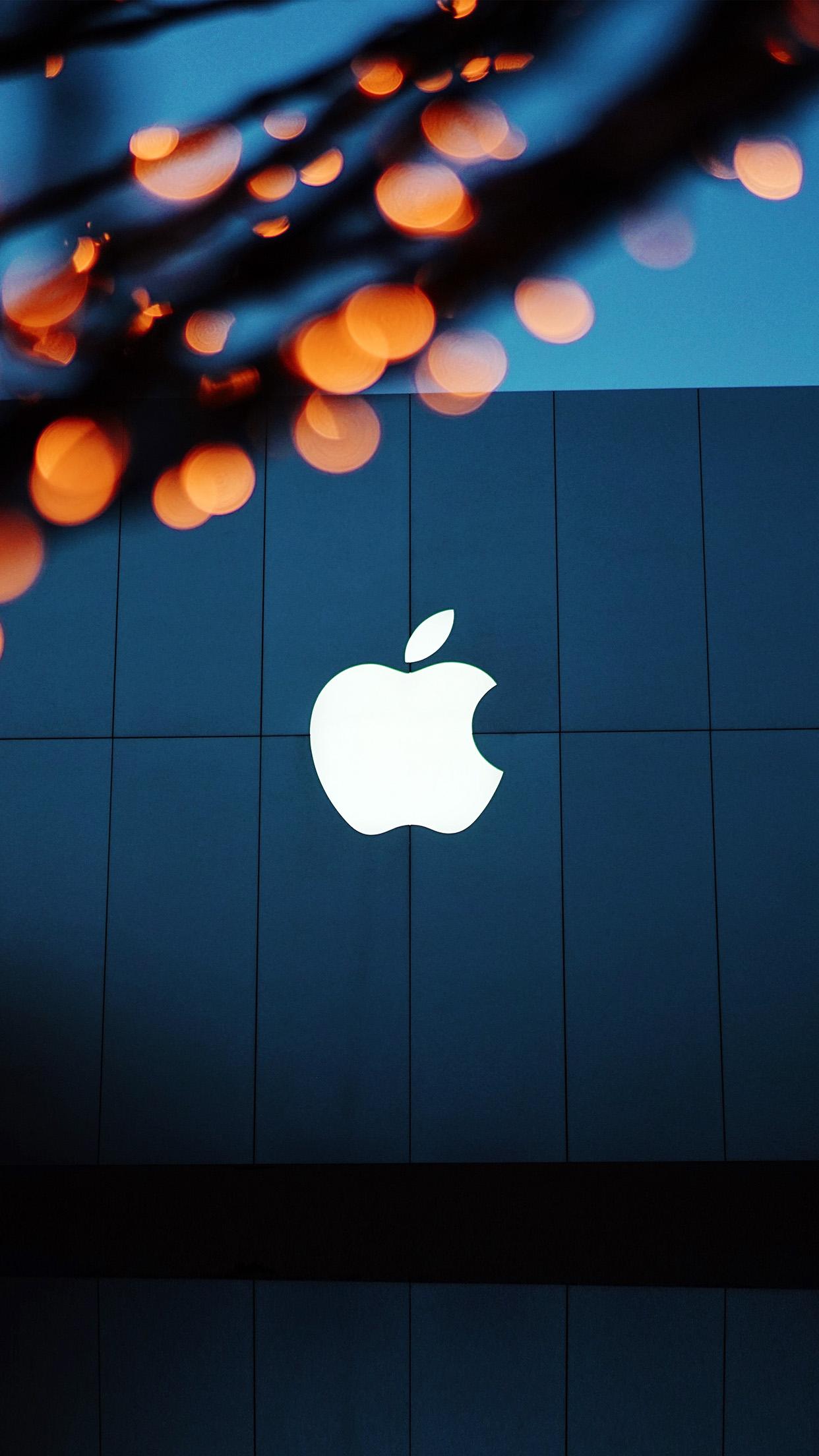 iPhone X wallpaper. apple logo blue