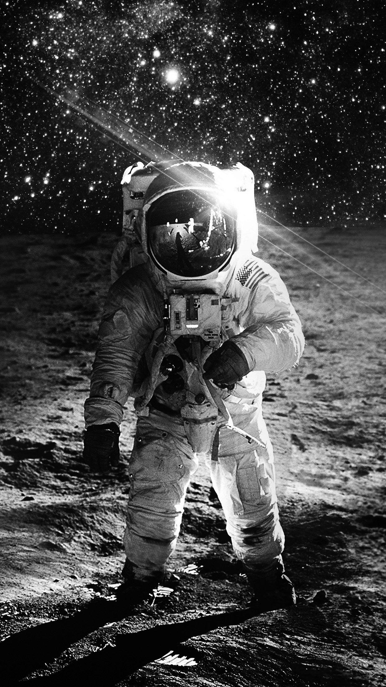 Astronaut Space Art Moon Dark Bw Android wallpaper