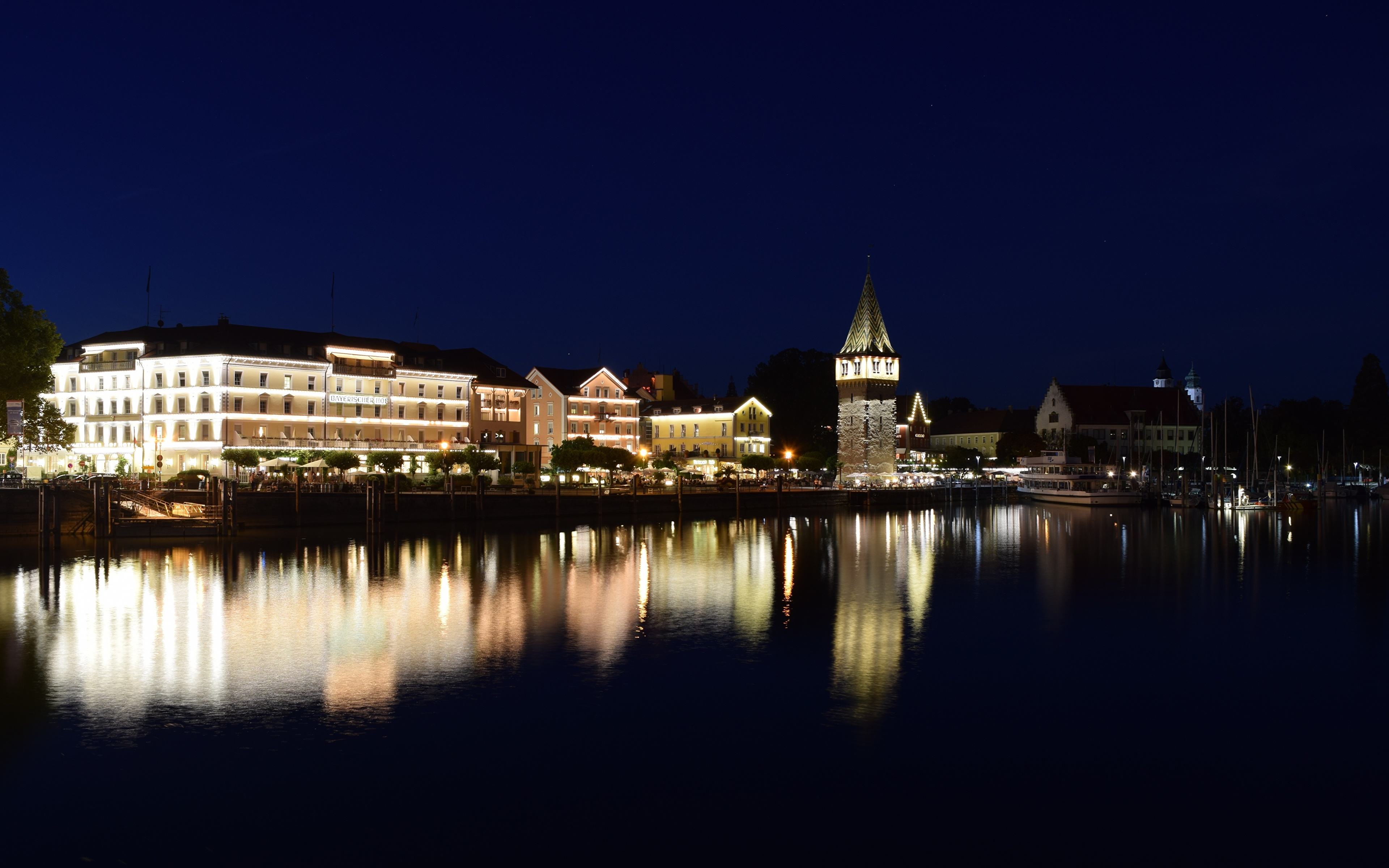 Picture Germany towers Bodensee, Lindau Lake Pier night