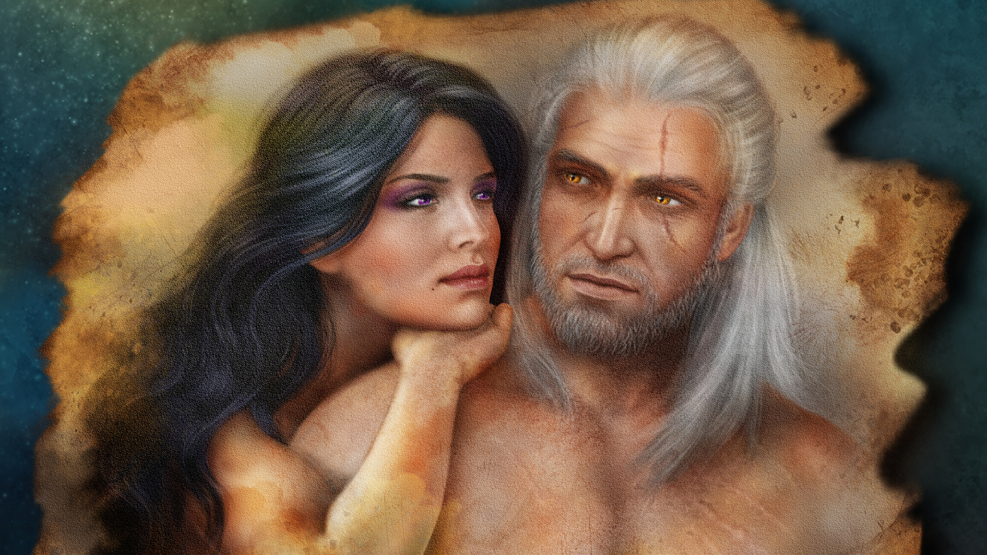 Photo The Witcher Geralt of Rivia Men Yennefer Two Girls