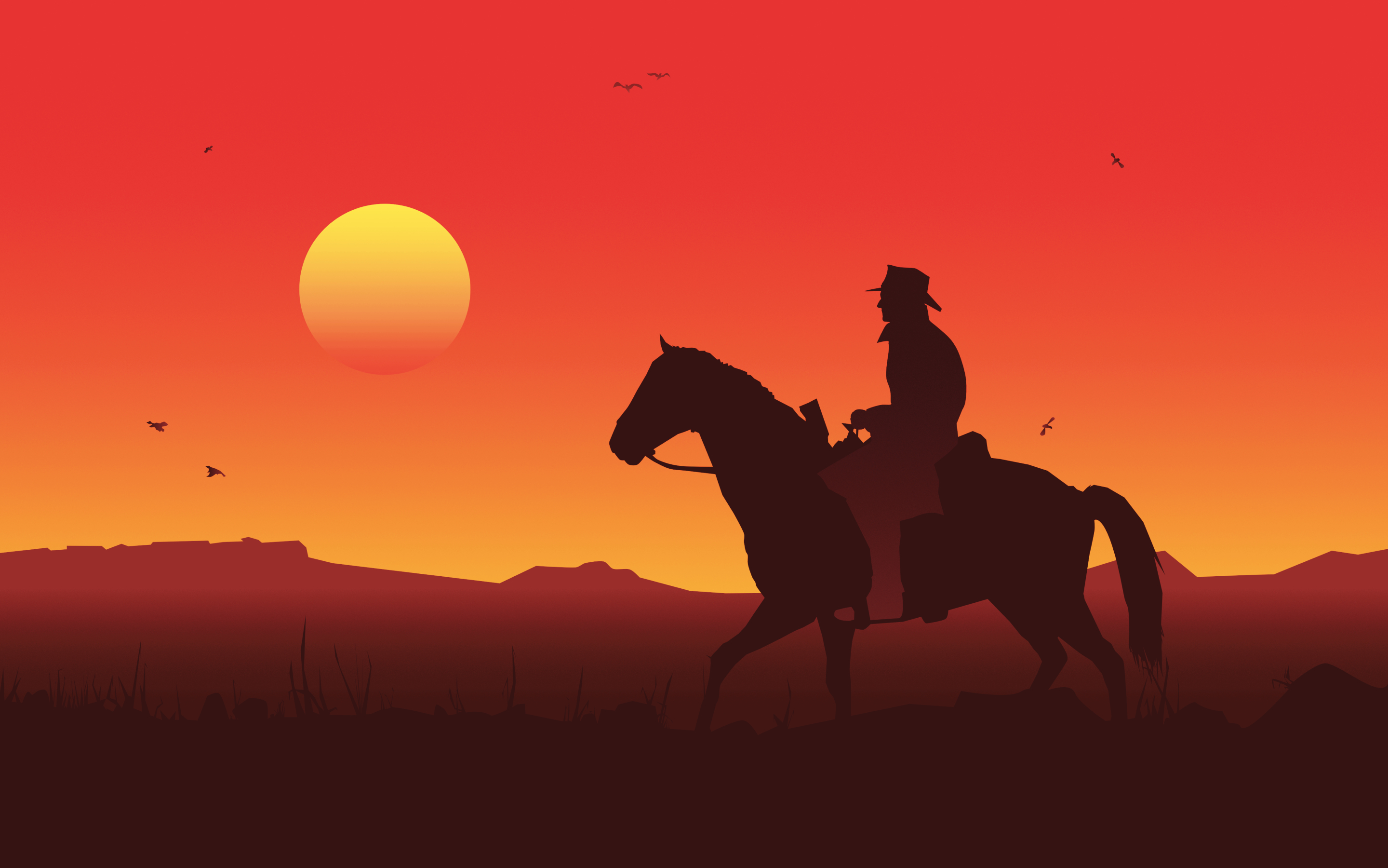 Wallpaper Of Red Dead Redemption Video Game, Minimalism