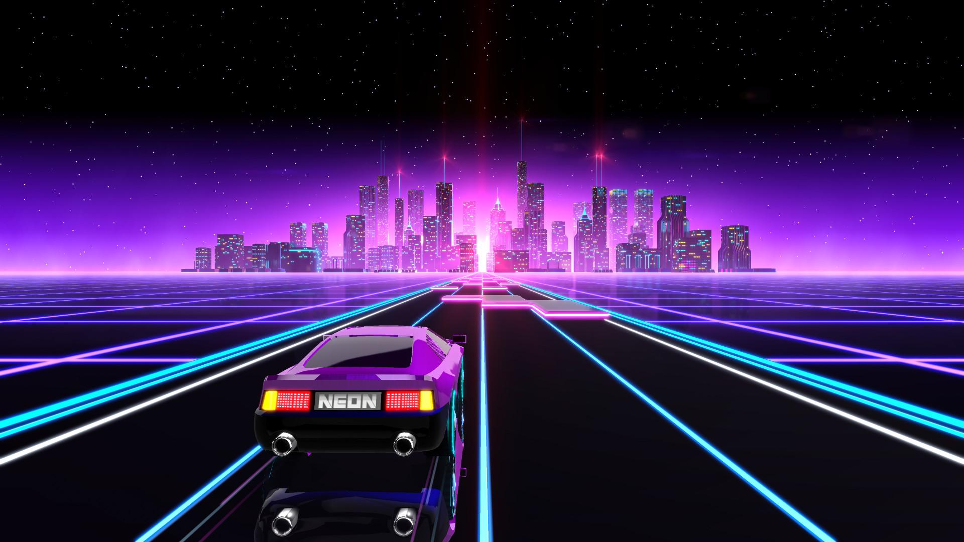 Driving In Retro Futuristic Neon City Screensaver 4K on Make a GIF