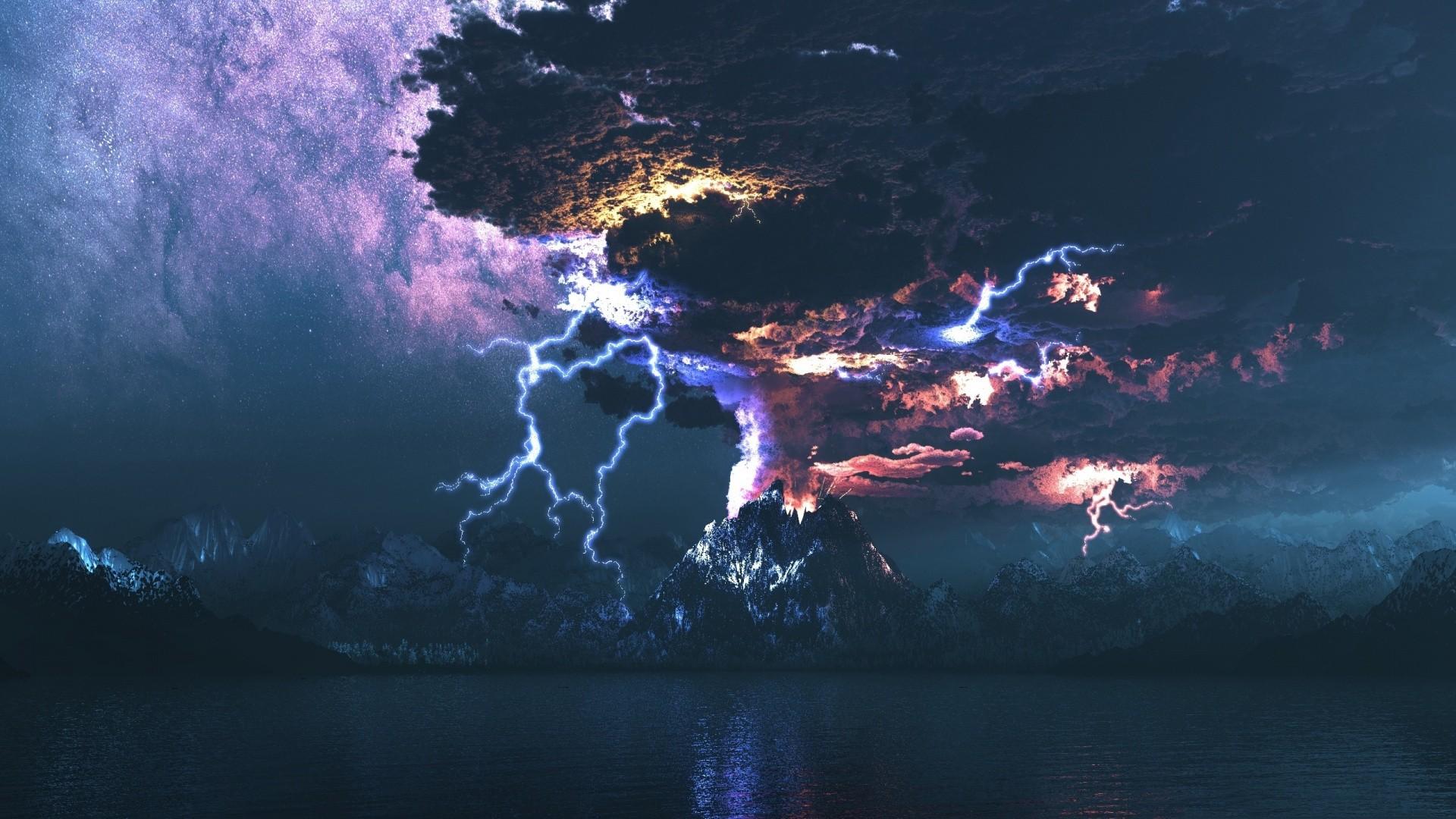 Volcano Storm & Lightning HD Wallpaper FullHDWpp HD