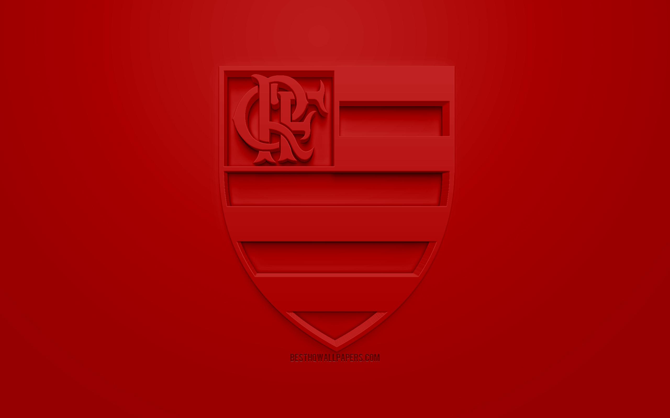 Download wallpaper Flamengo, creative 3D logo, red