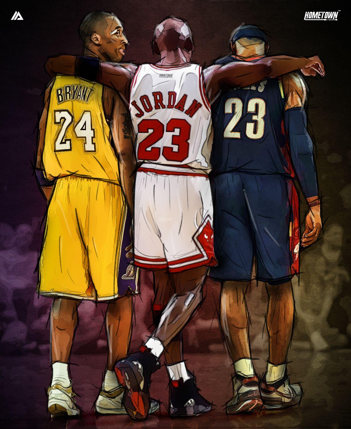 Kobe Bryant x Michael Jordan x LeBron James Illustration