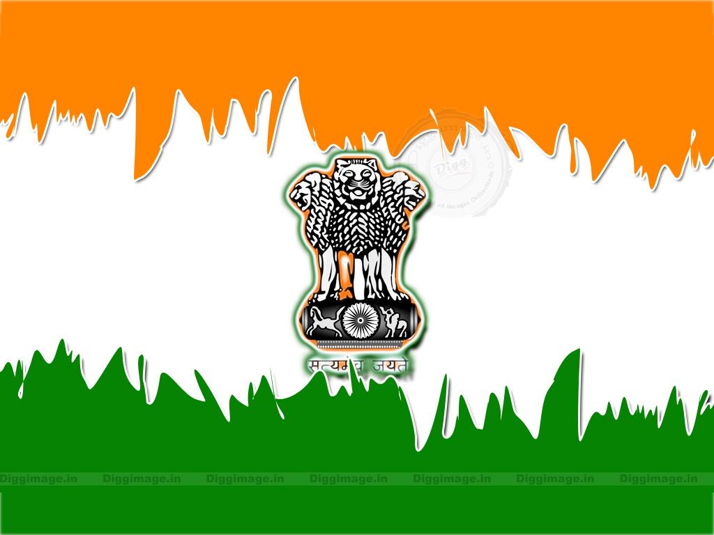 Free download Indian flag With national emblem Pc Wallpaper
