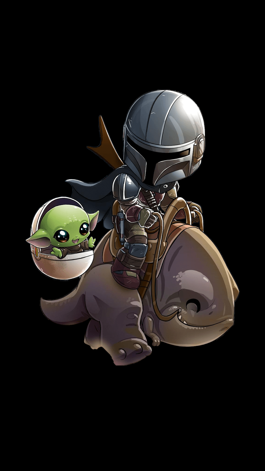 Baby Yoda and Mando. Star wars