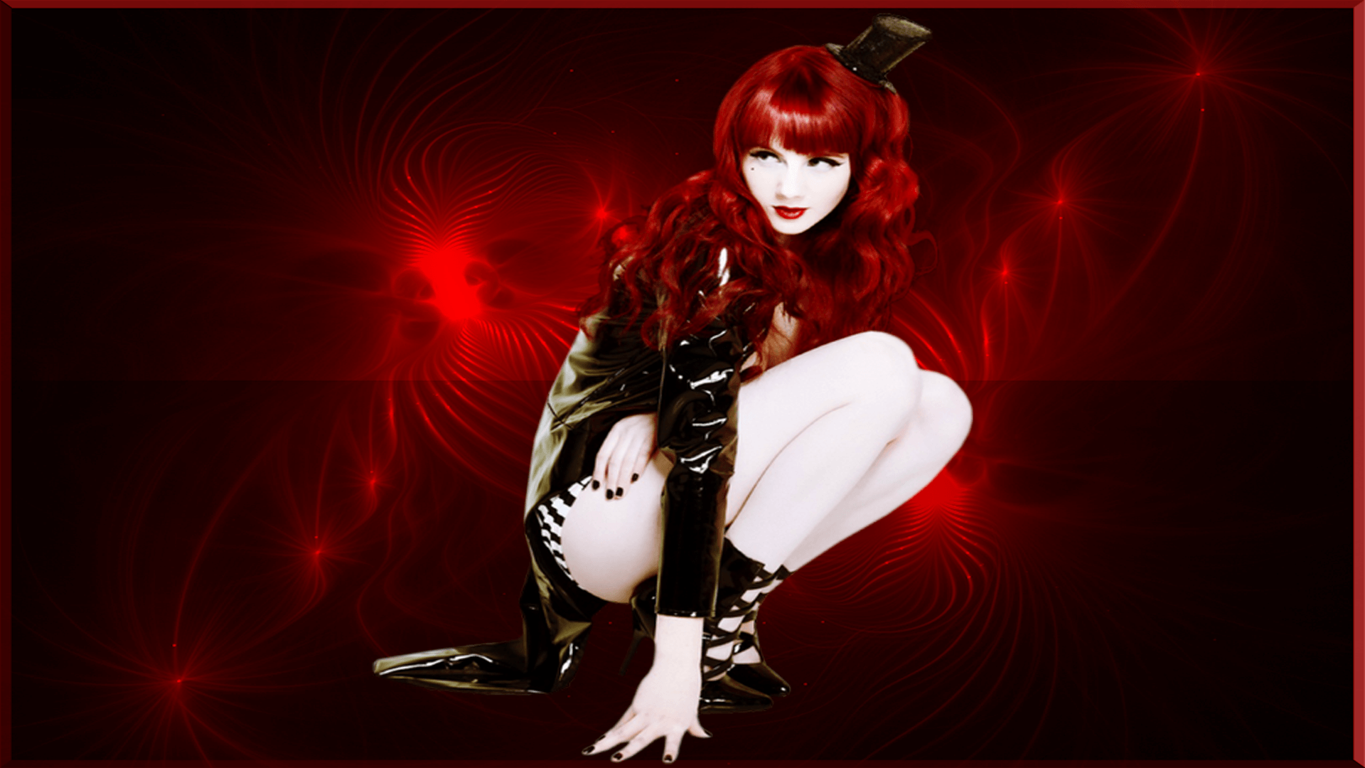 Gothic Redhead With Fractal Background HD Wallpaper