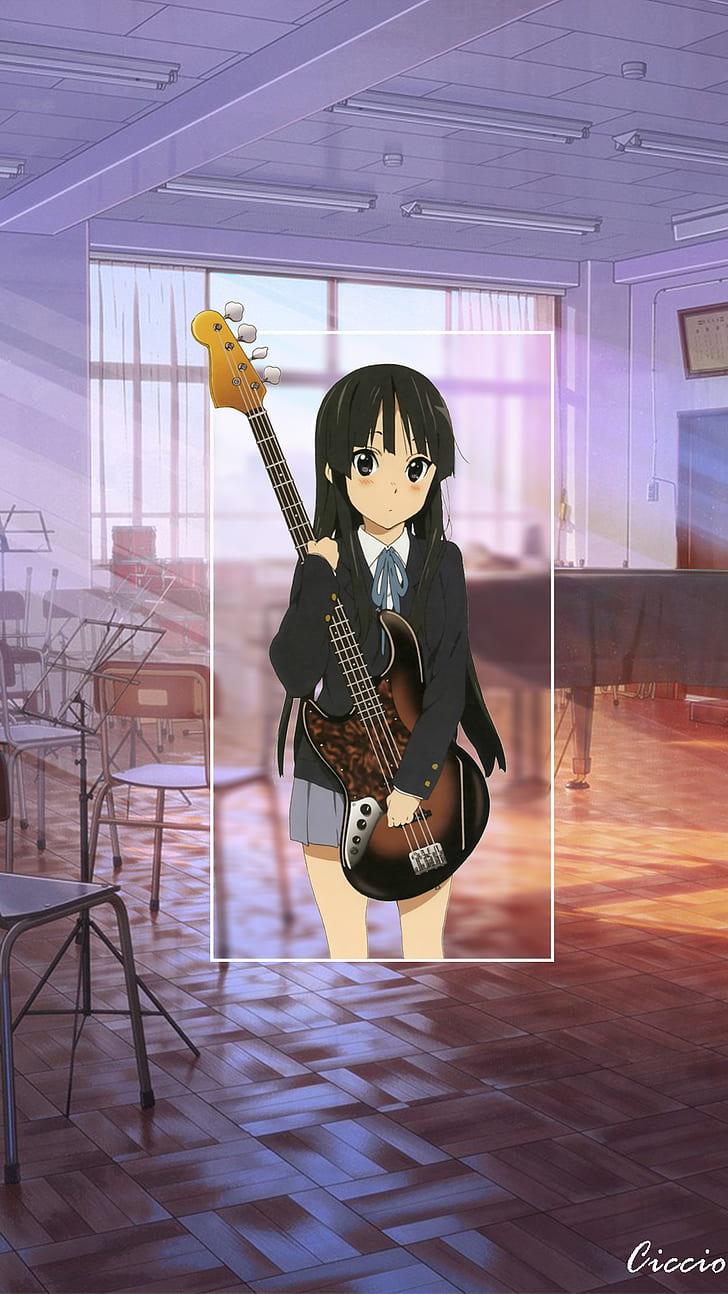 HD wallpaper: anime, 88 Girl, anime girls, guitar, dark eyes, musical instrument