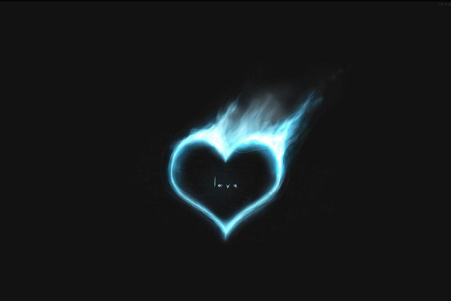 Free download Blue Love Fire Burning Heart In Blue Flame HD