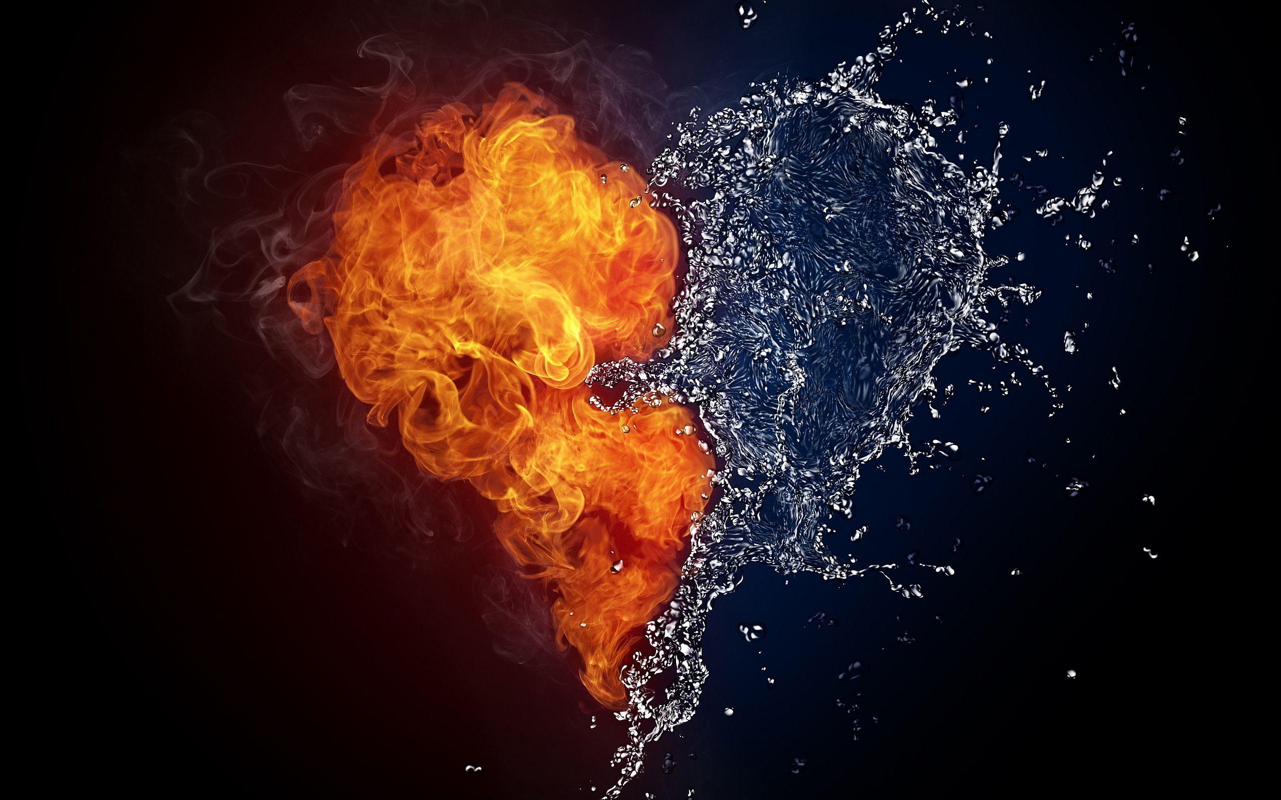 hearts on fire. Fire Water Heart Wallpaper Picture Photo