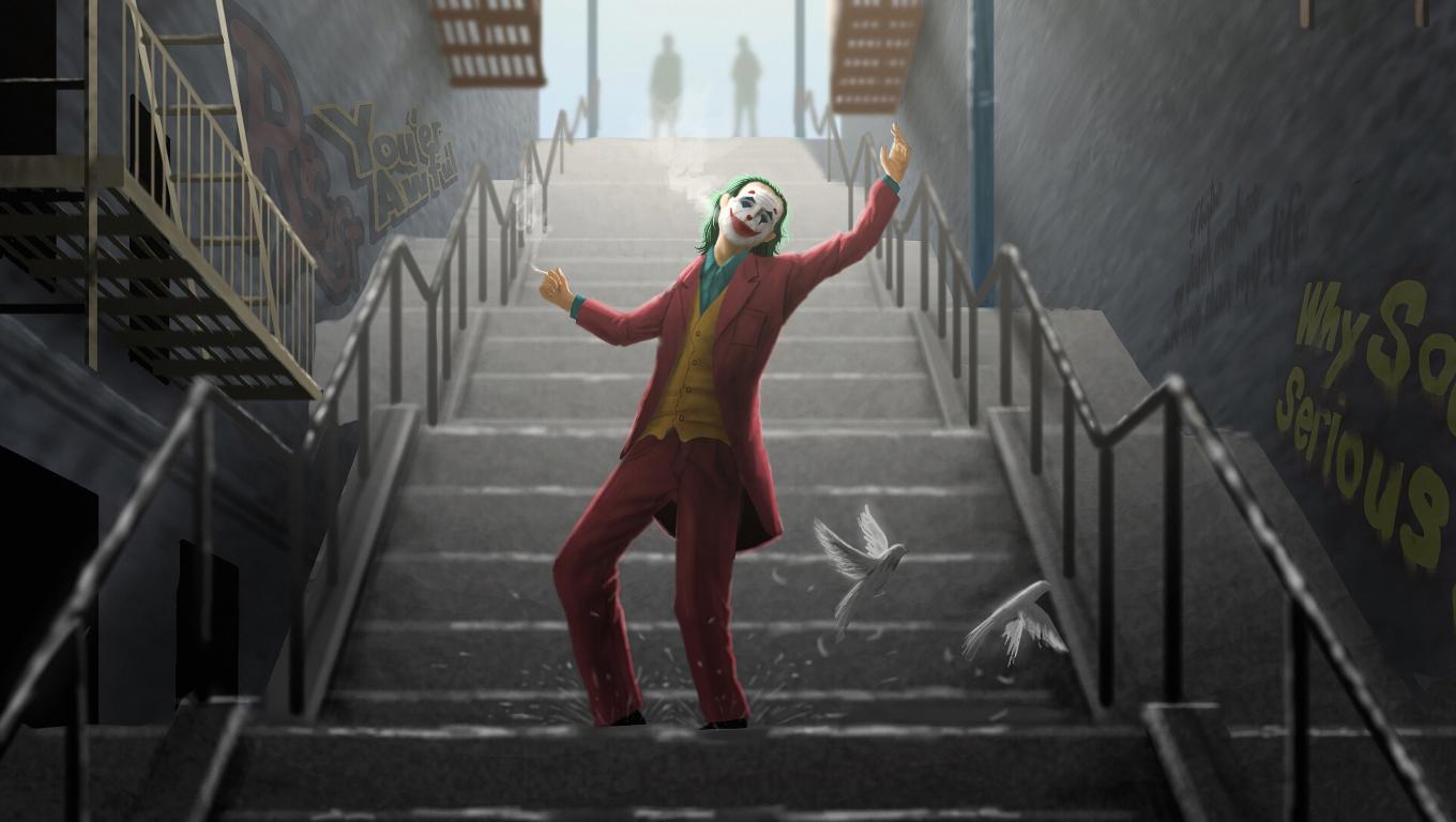 Joker Dance On Stairs Desktop Laptop HD Wallpaper