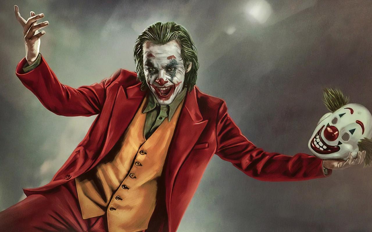 Download 1280x800 Joker 2019, Artwork, Mask, Smiling