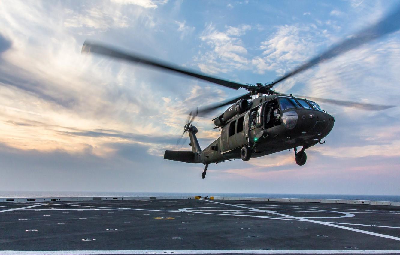 Wallpaper helicopter, UH- landing on the deck, Blackhawk image for desktop, section авиация