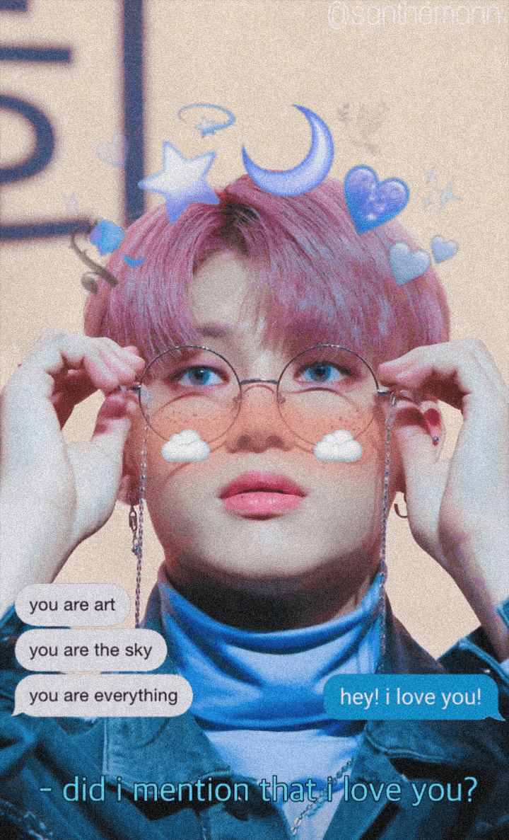 freetoedit Wooyoung Ateez blue soft glasses wallpaper