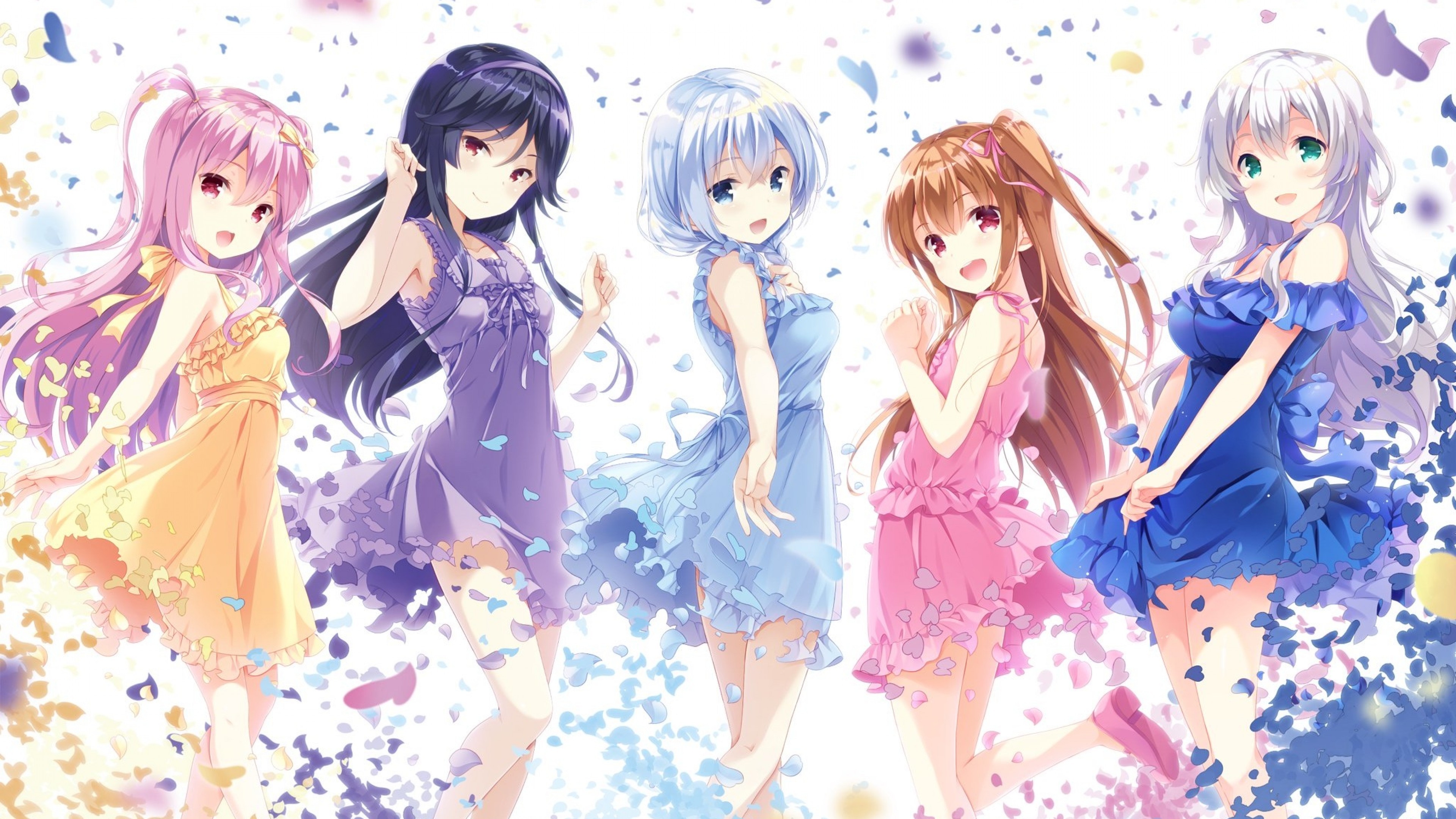 Download 3840x2160 Anime Girls, Moe, Light Dress, White Hair