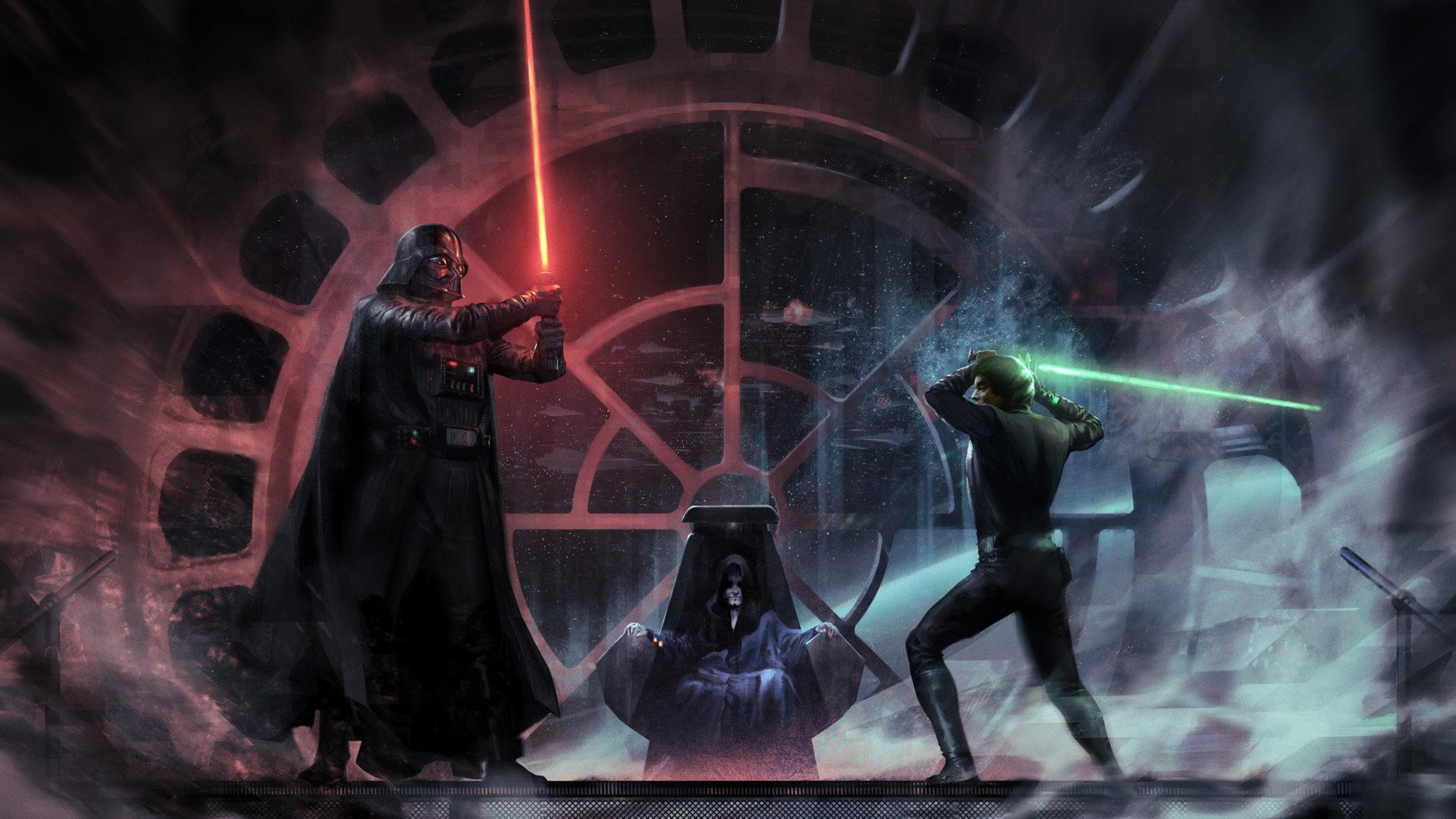 Luke Skywalker vs Darth Vader Emperor Palpatin 4K