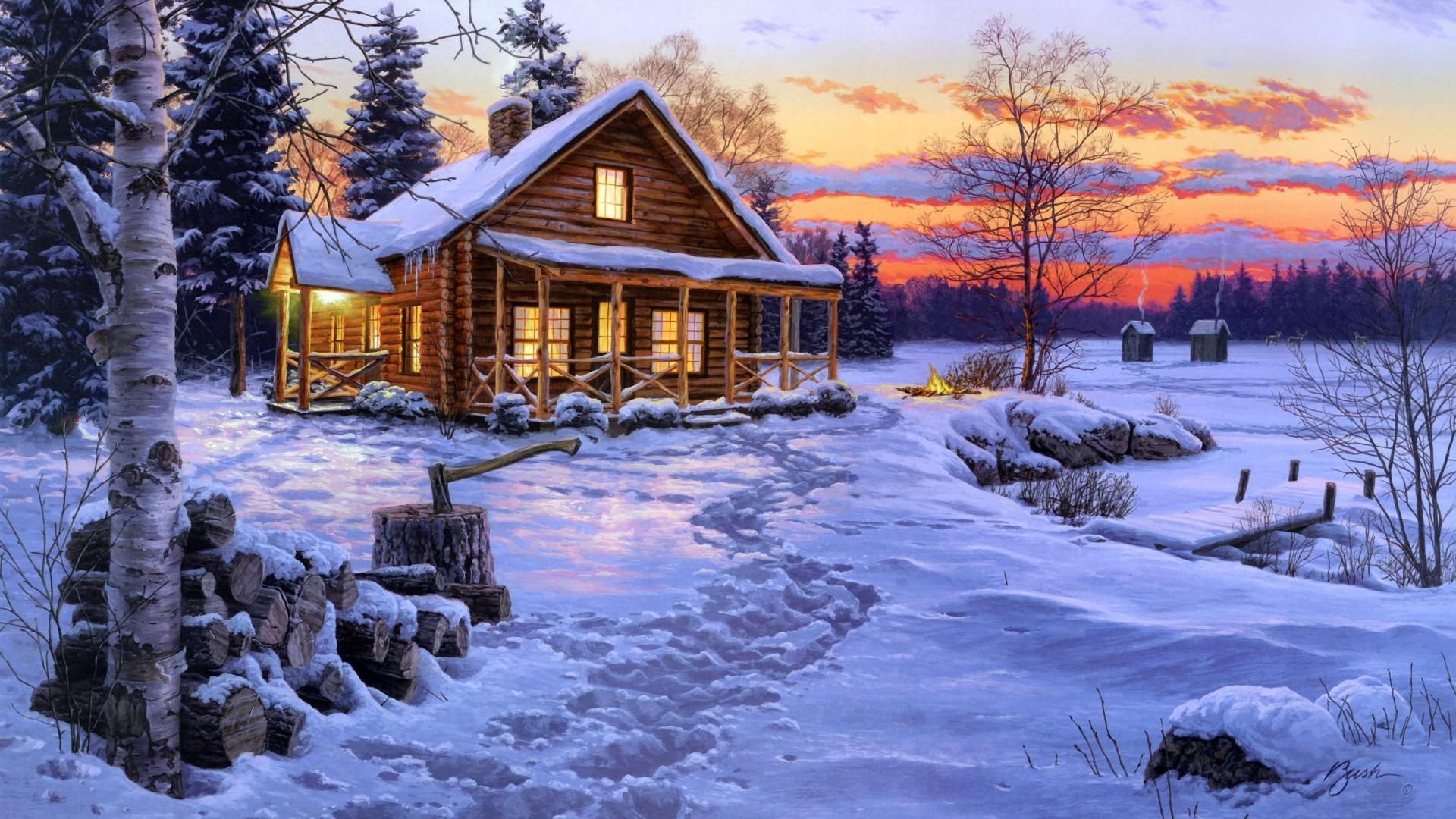 Winter Cabin HD Wallpaper Wallpaper House, HD