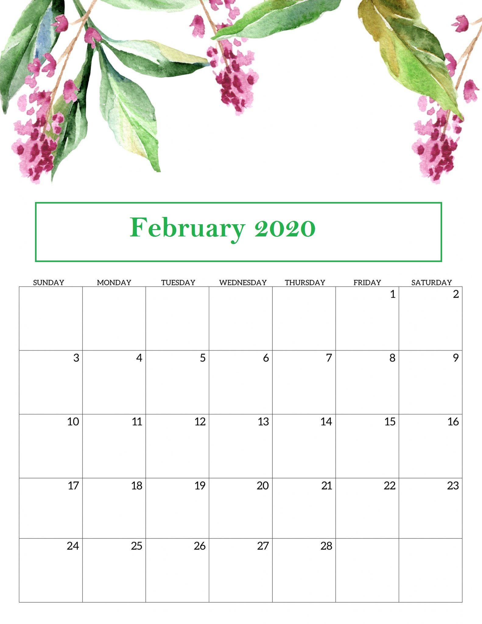 Floral February 2020 Calendar Wallpaper For Desktop, iPhone, Laptop