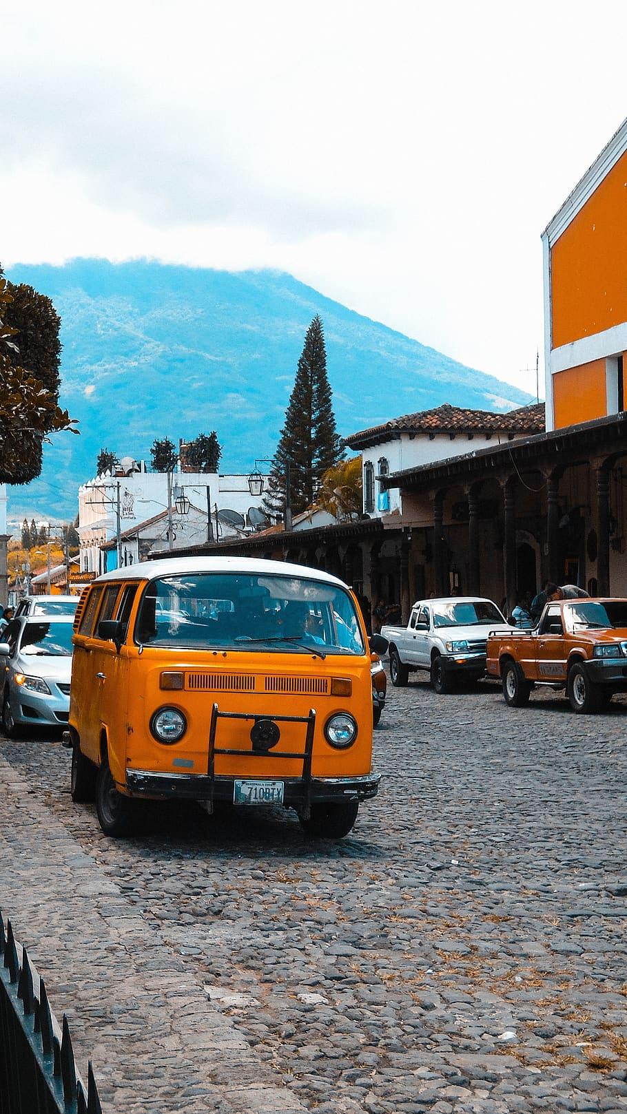 HD wallpaper: hippie, van, volkswagen, bus, vw, retro, old, antigua guatemala