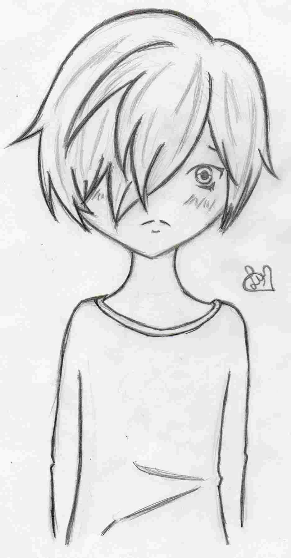 sad anime guy drawings in pencil