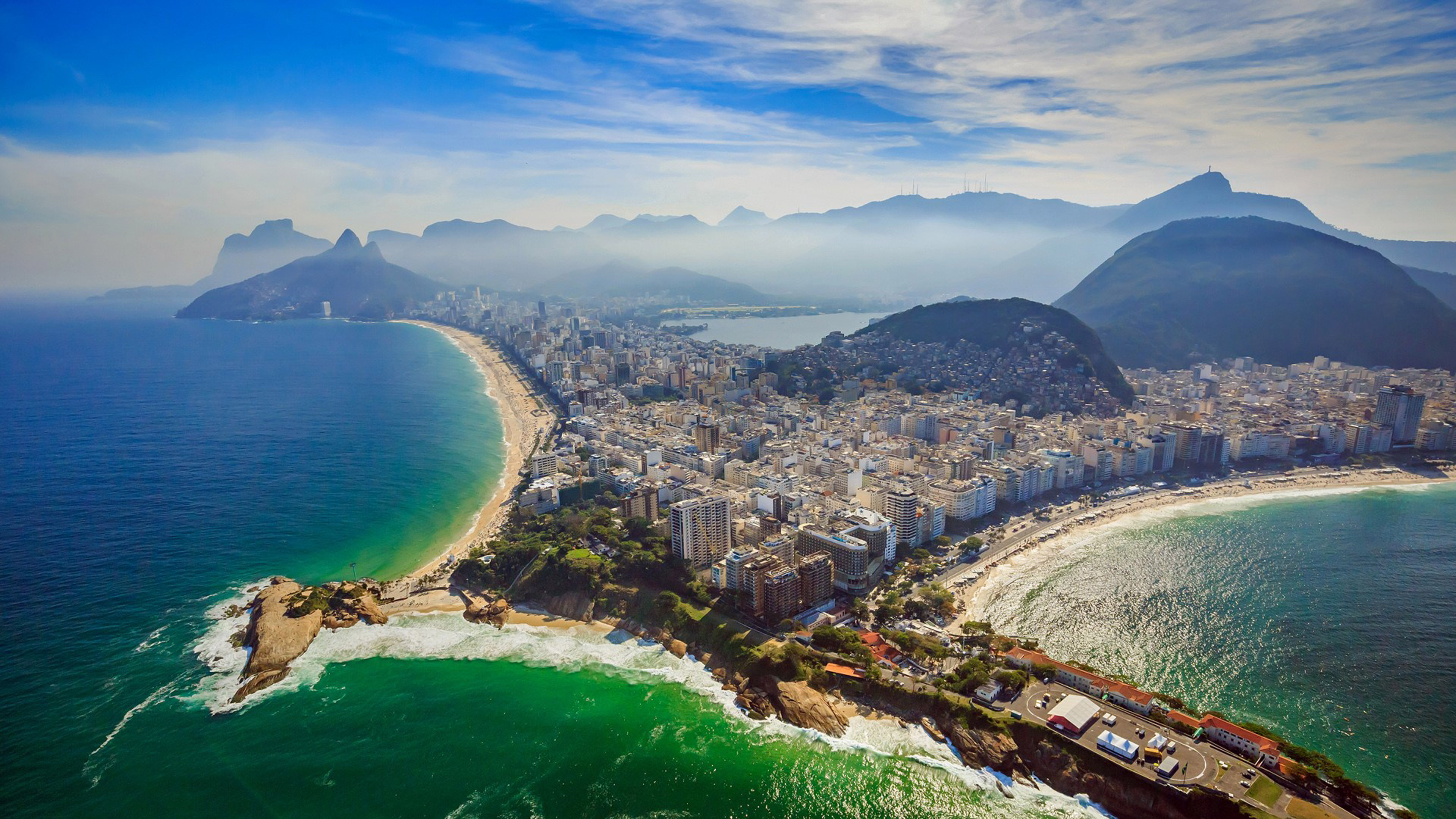 Rio De Janeiro Copacabana Beach And Ipanema Beach Aerial View Ultra HD 4k Wallpaper For Desktop & Mobiles 3840x2160, Wallpaper13.com