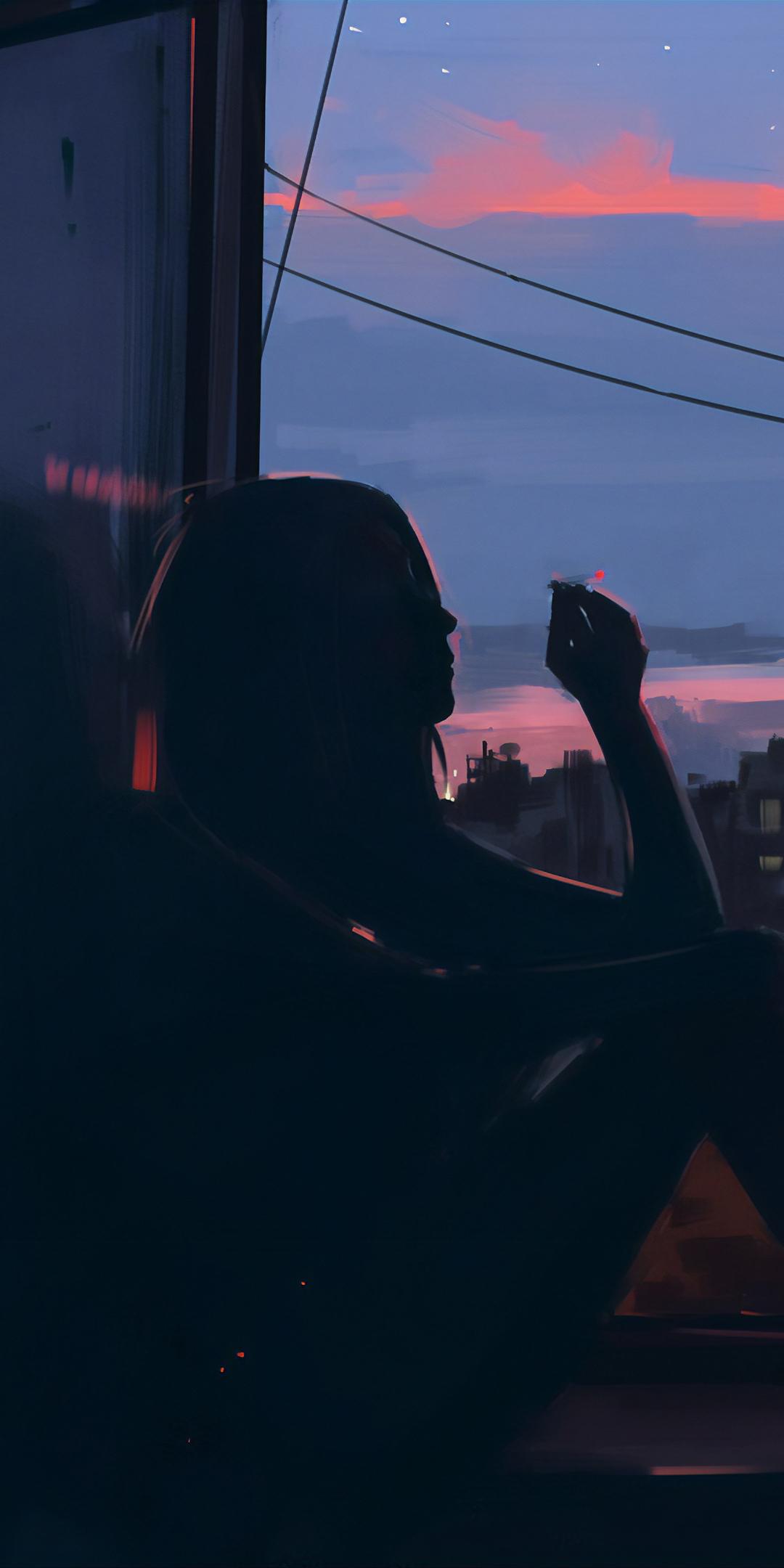 Smoking Window. Mobile Wallpaper Mobile Walls