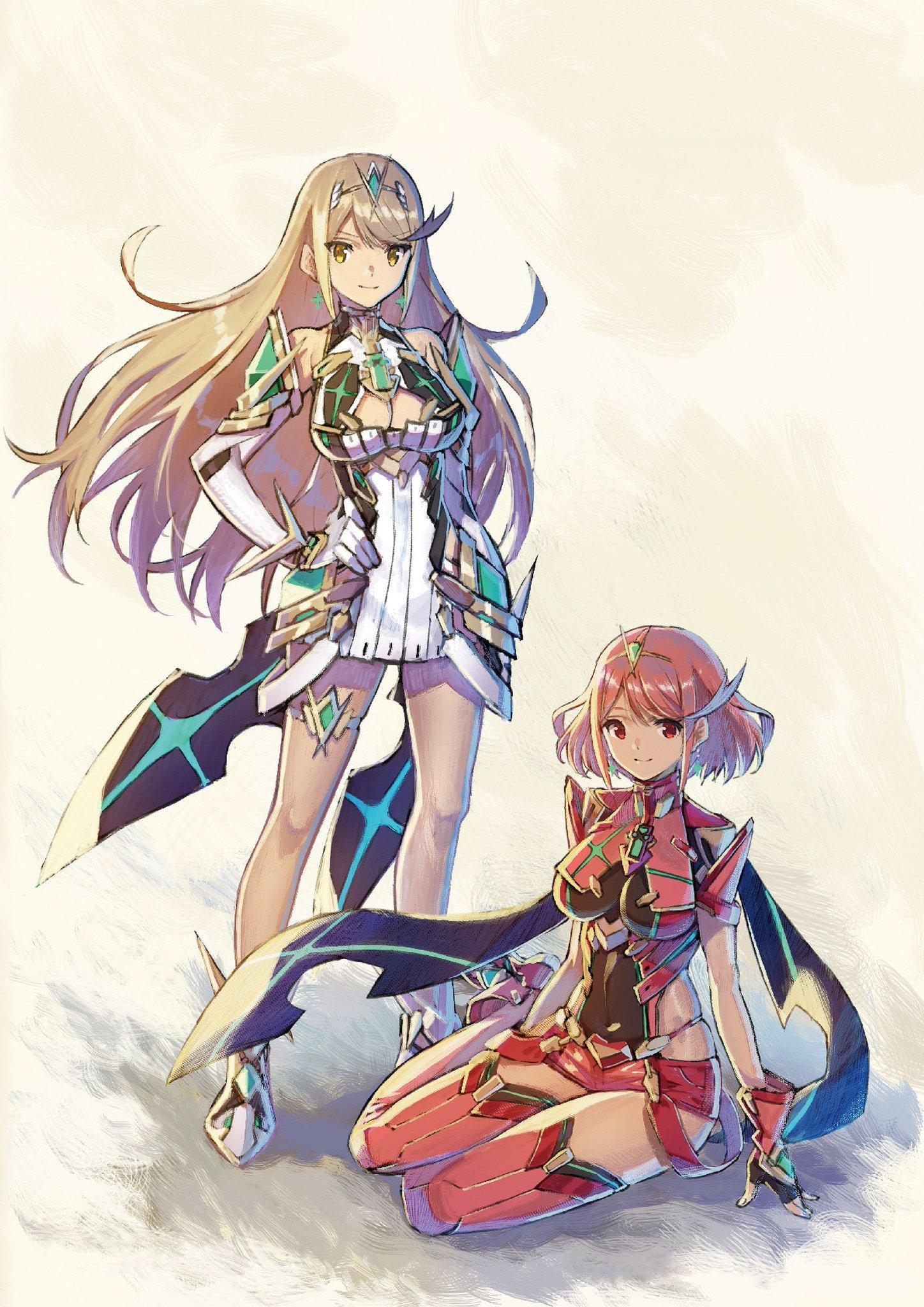 Pyra and Mythra Wallpaper (from official art book), Xenoblade_Chronicles