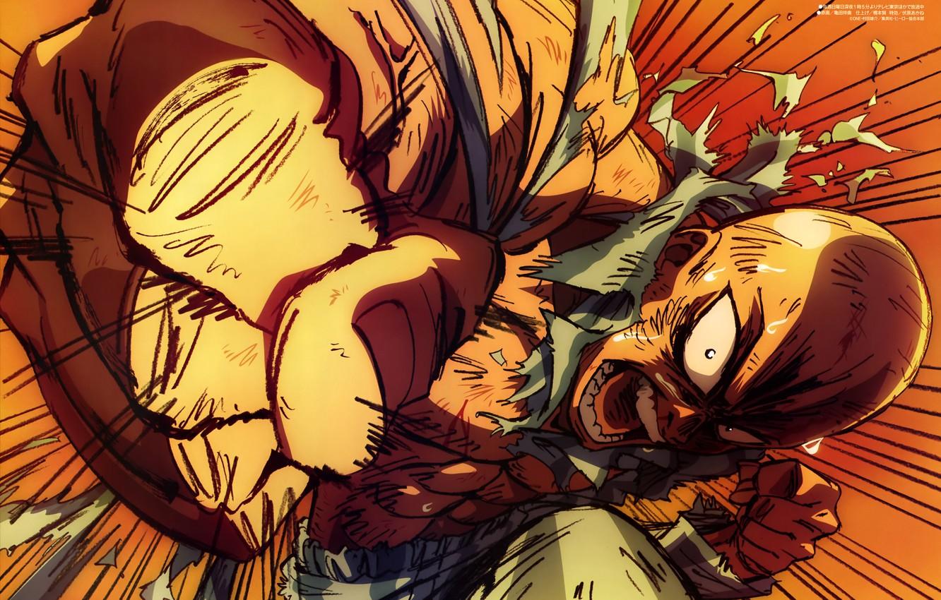 Wallpaper anger, rage, blow, Anime, fist, One Punch Man image for desktop, section прочее