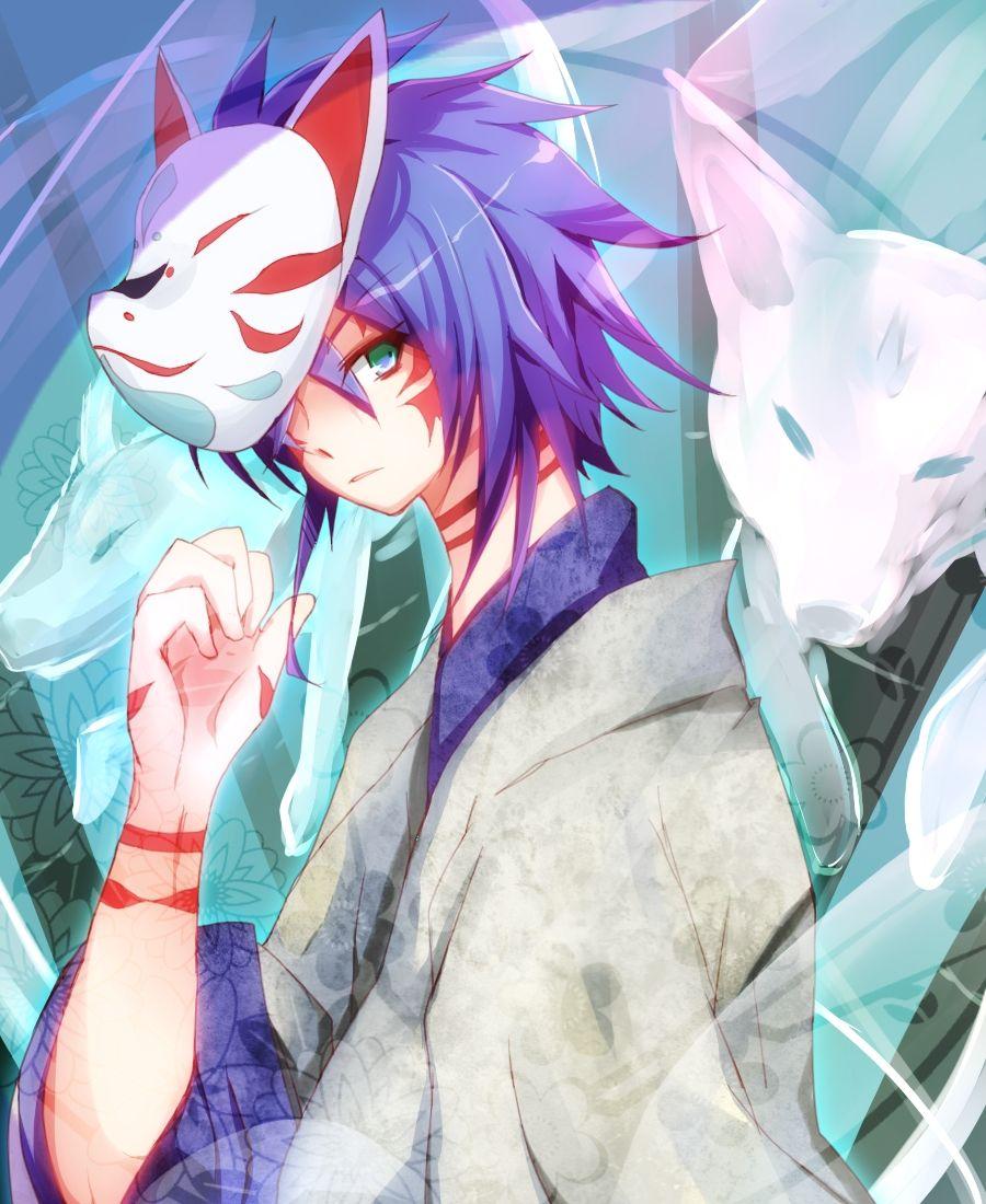 01 Anime boy with fox mask - FantasyAnime