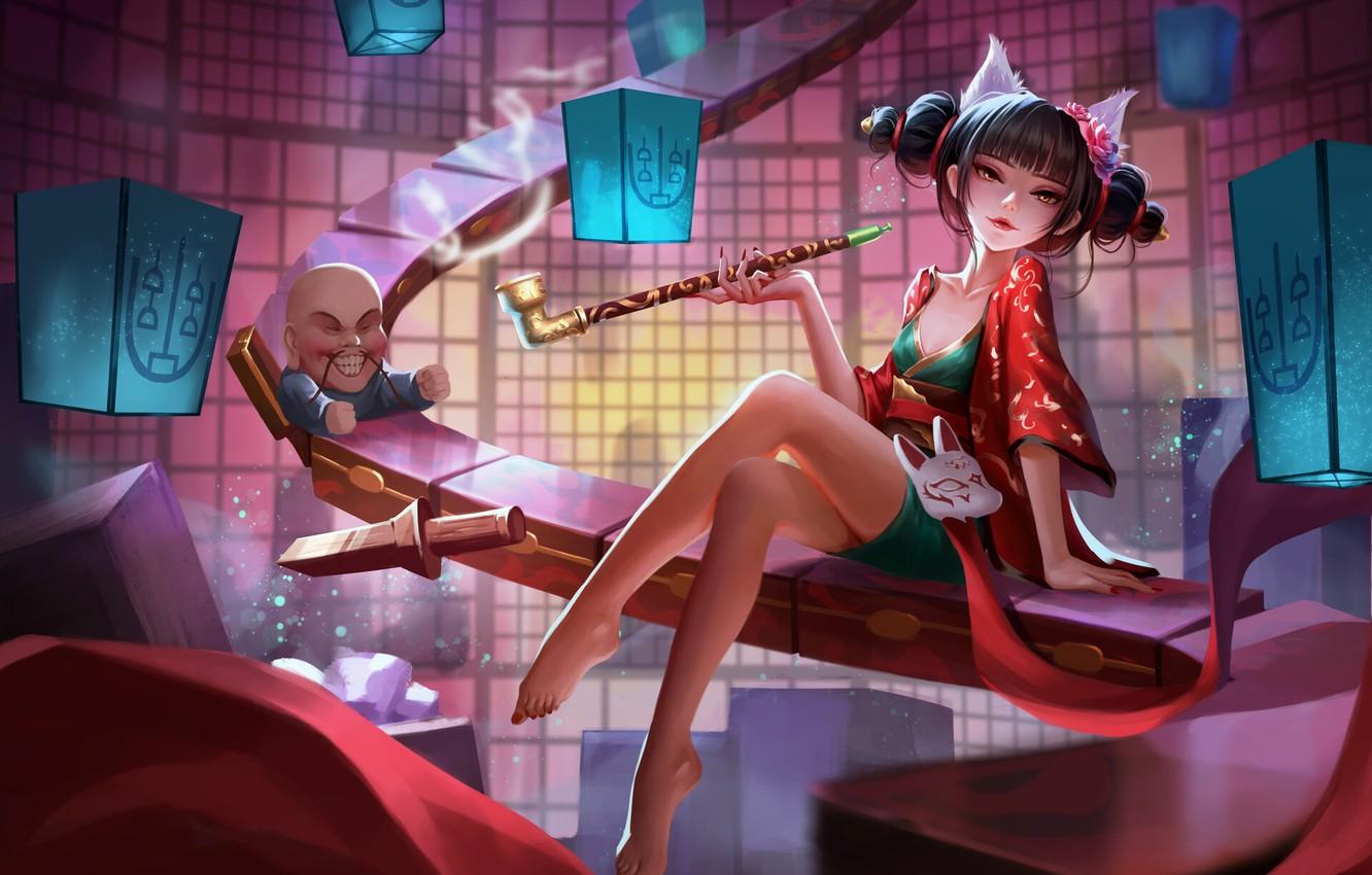 Wallpaper Girl, Fantasy, Art, Asian, Illustration, Figure, Smoking