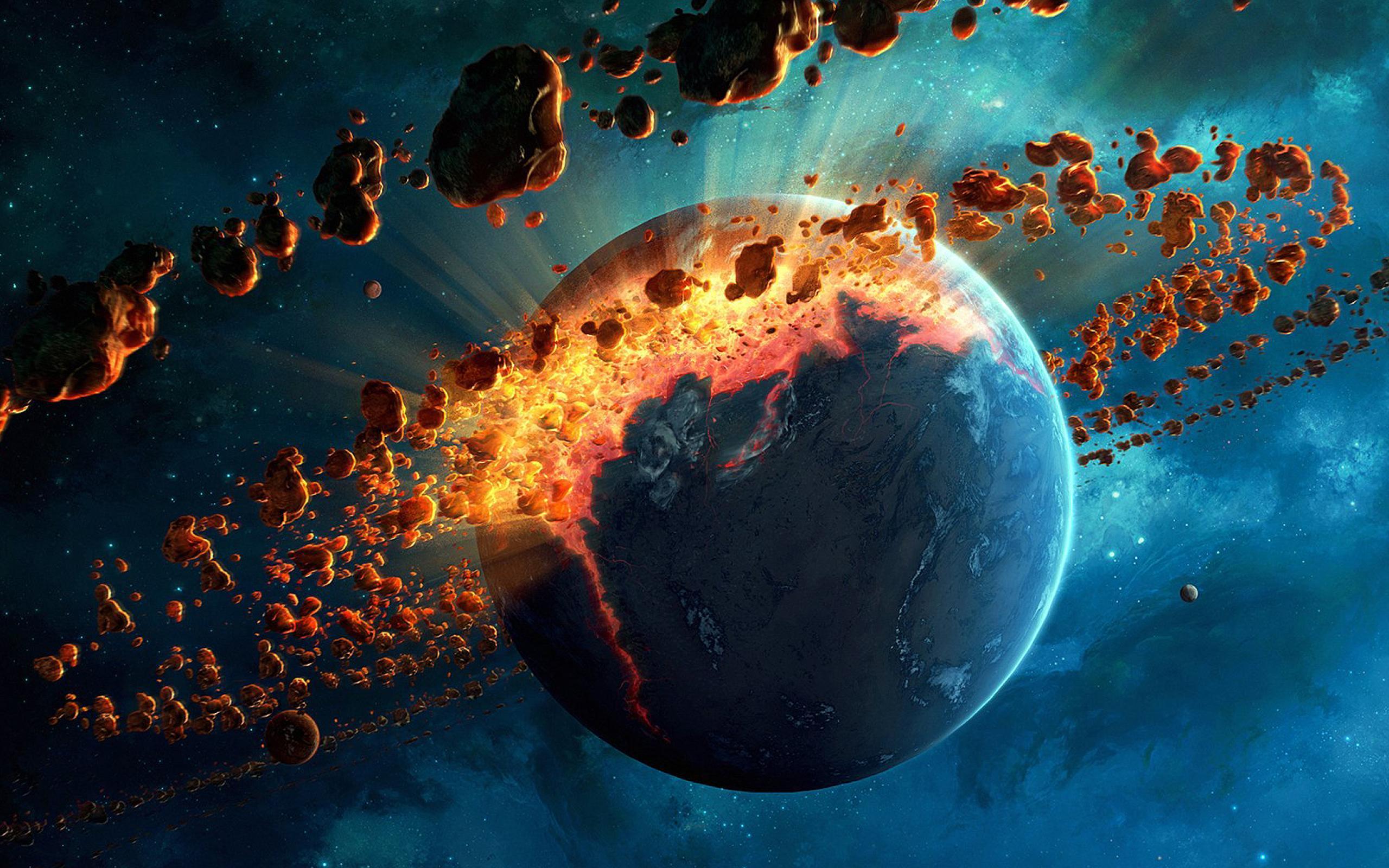 Asteroid Explosion 2560x1600 Resolution Wallpaper