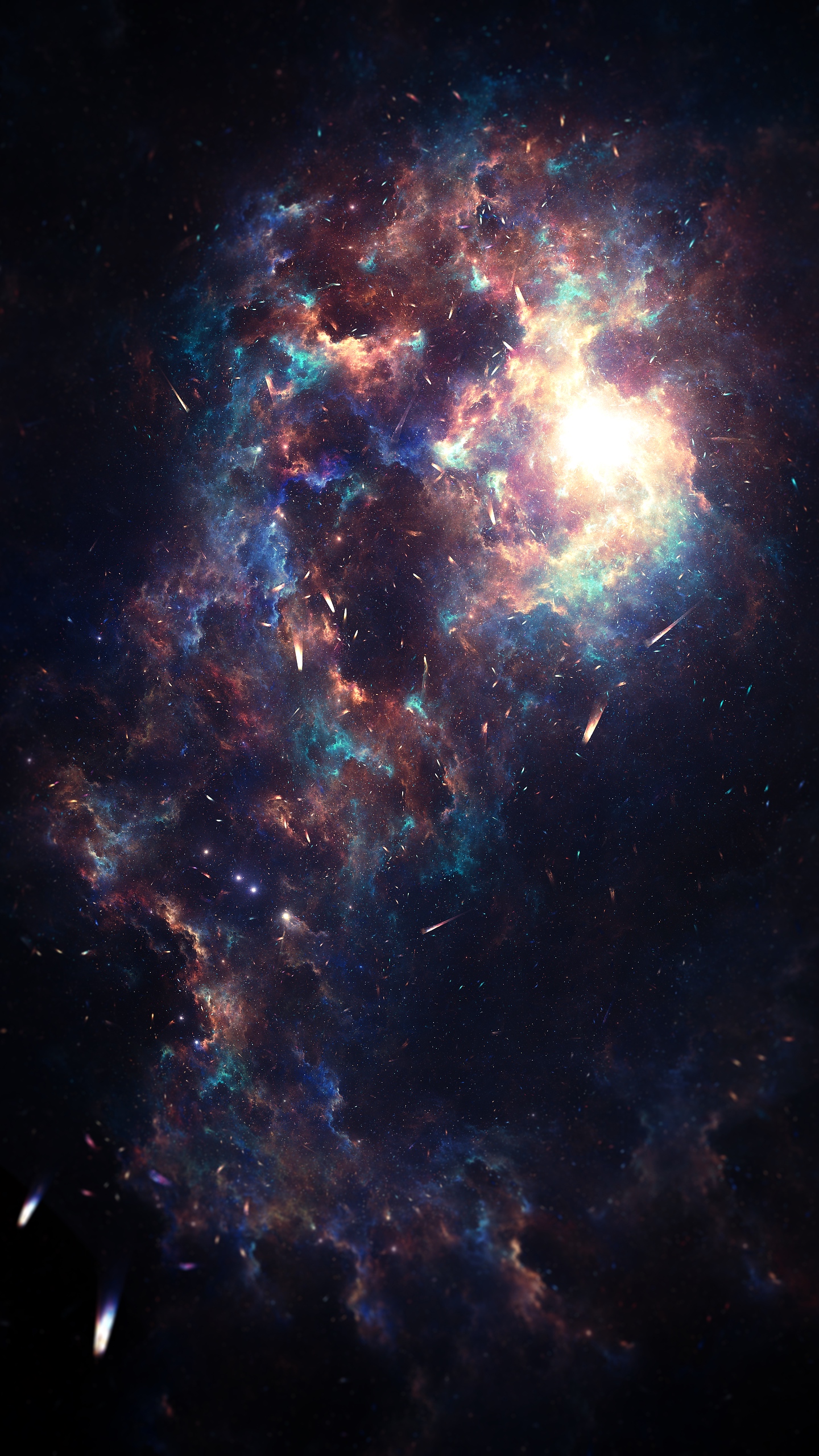 Download wallpaper 1440x2560 nebula, galaxy, asteroids