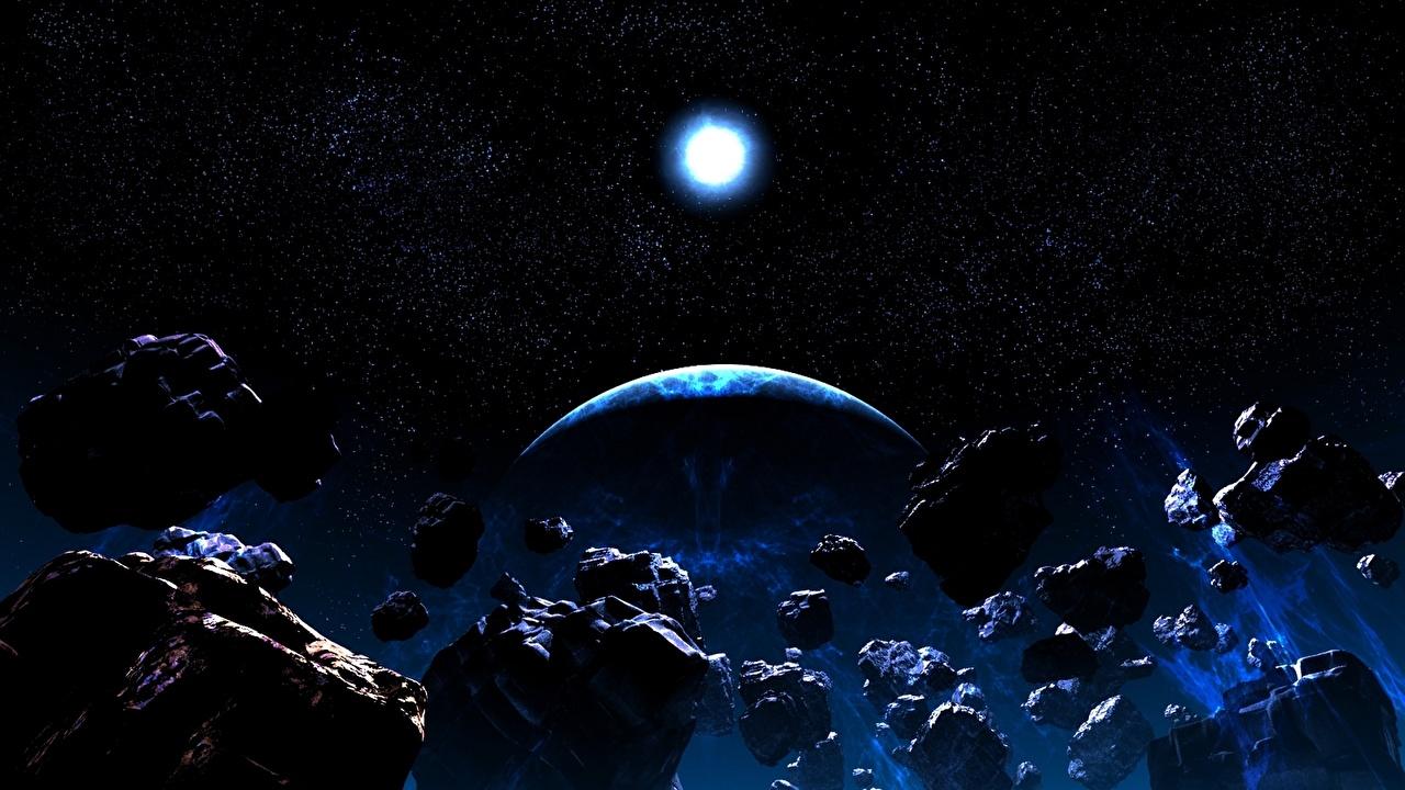Wallpaper planet Asteroids Space 3D Graphics