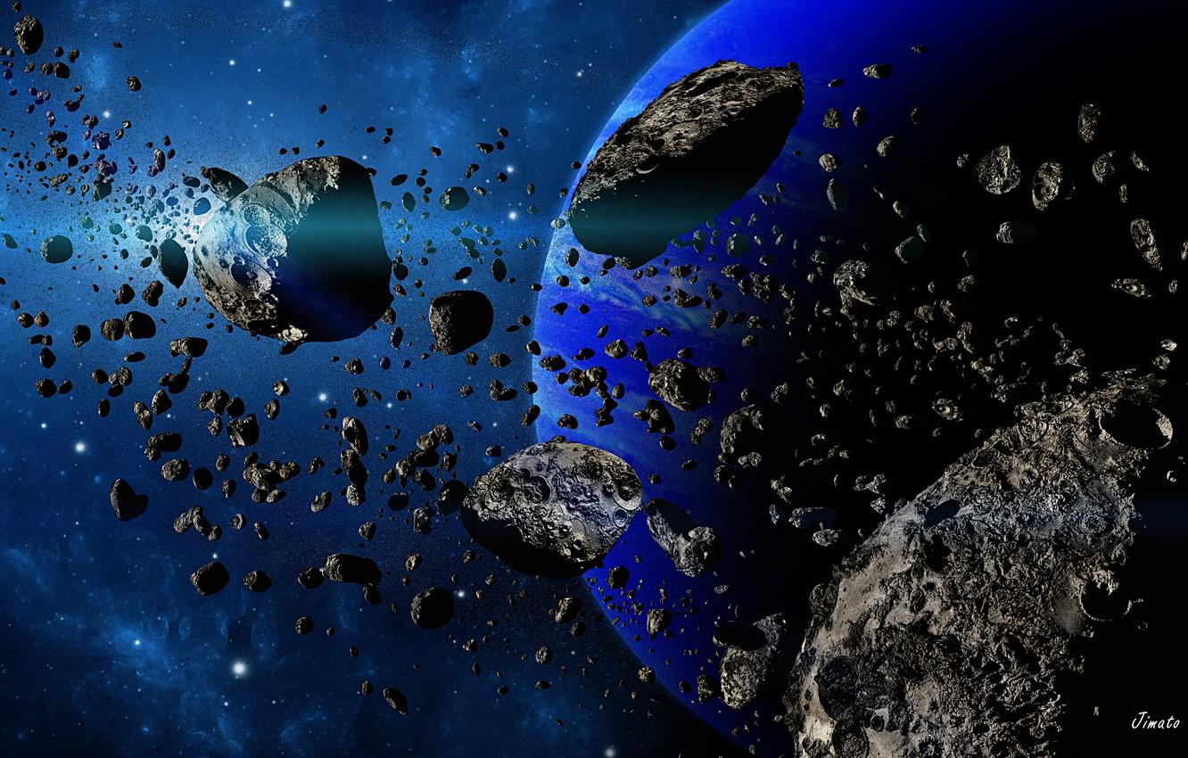 Wallpaper space, planet, stars, asteroids image for desktop