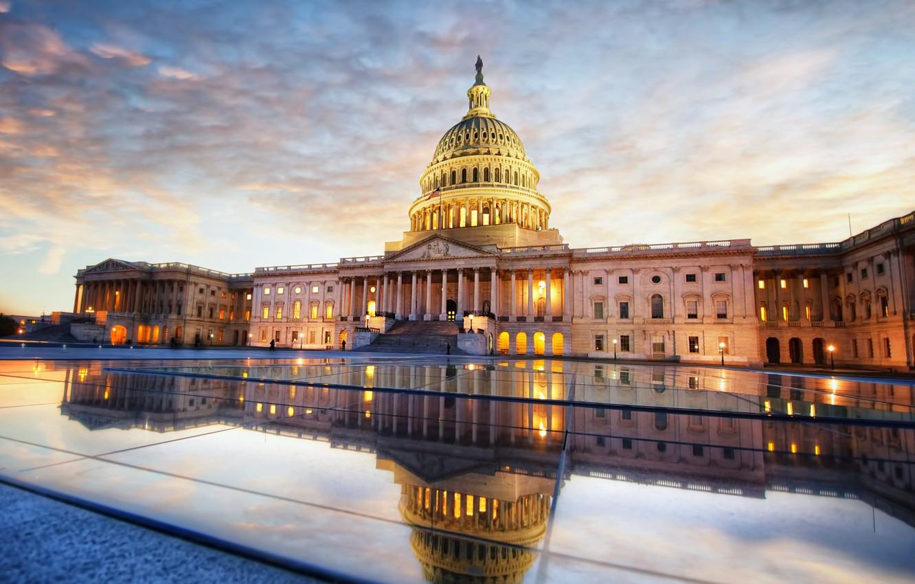 Wallpaper the sky, clouds, sunset, Washington, USA, Capitol, the Congress of the United States image for desktop, section город