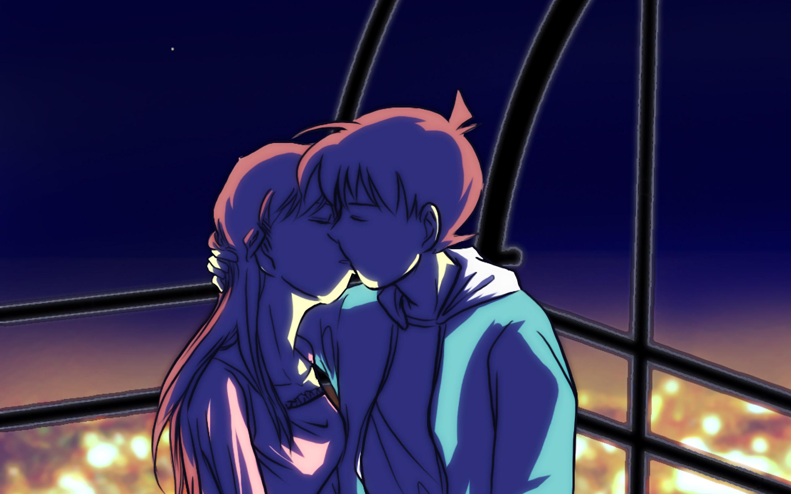 Download wallpaper 2560x1600 couple, kiss, art, love, anime