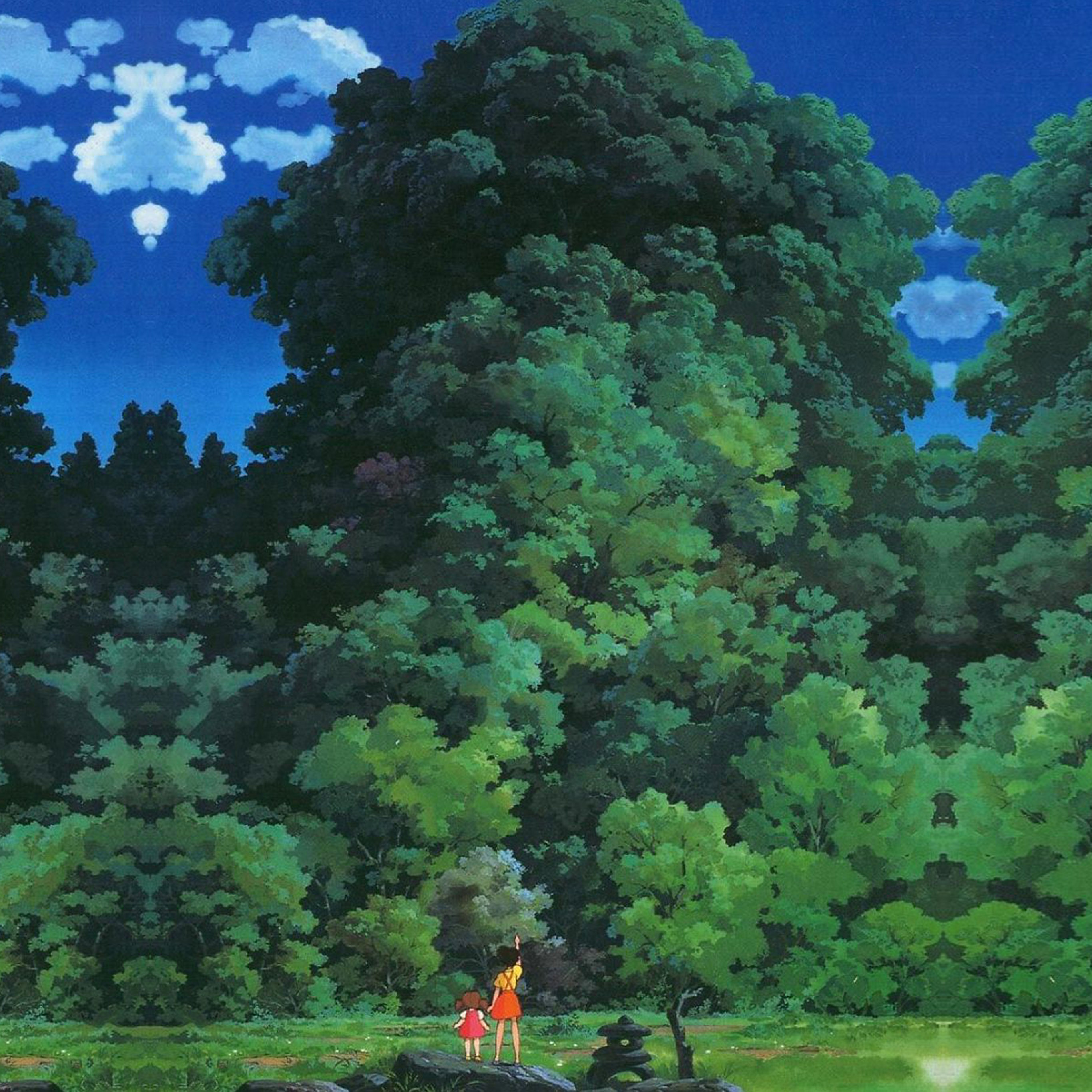 Studio Ghibli Tree Green Art Illustration Love Anime Wallpaper