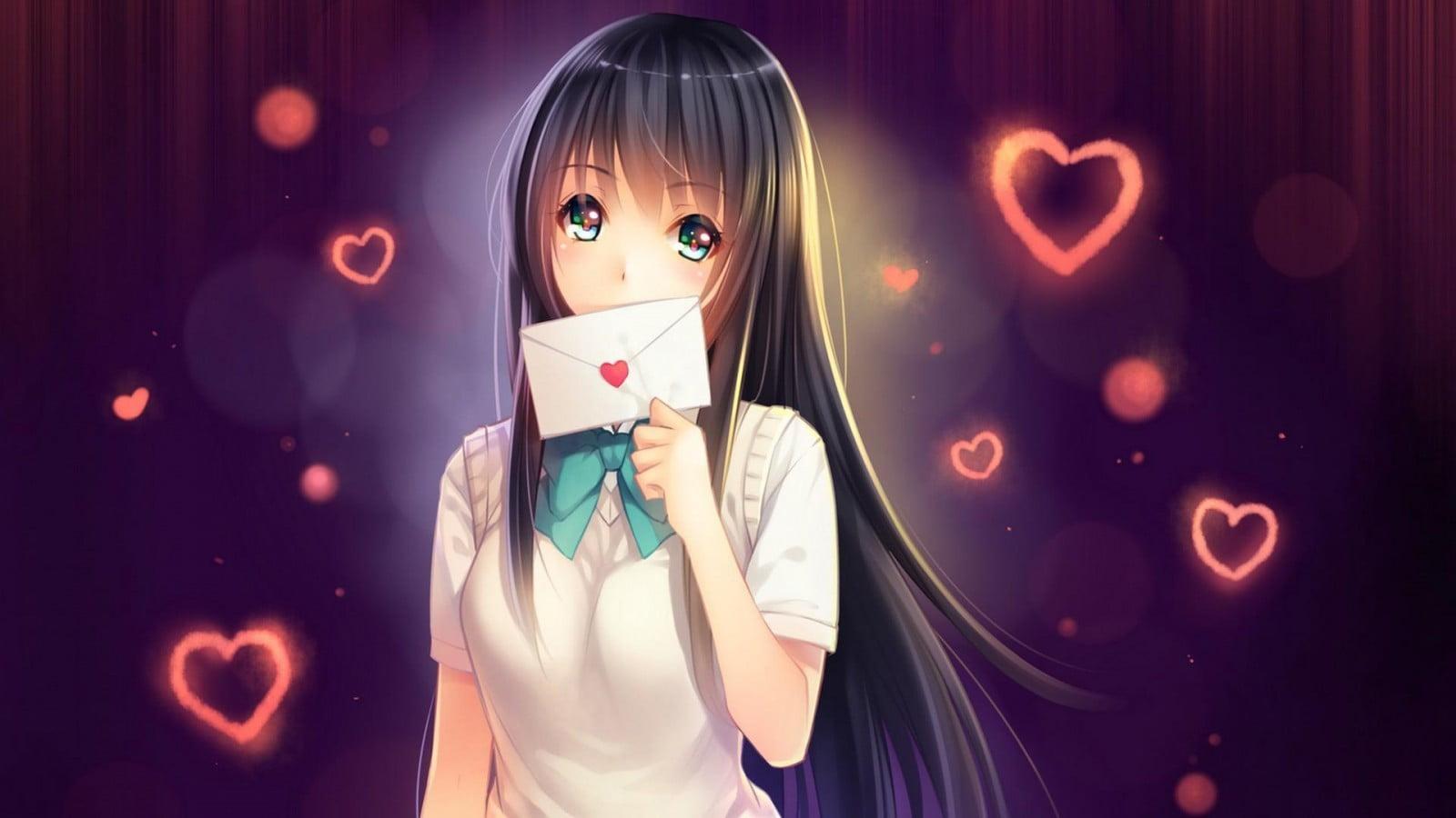 Female anime character, manga, letter, love HD wallpaper