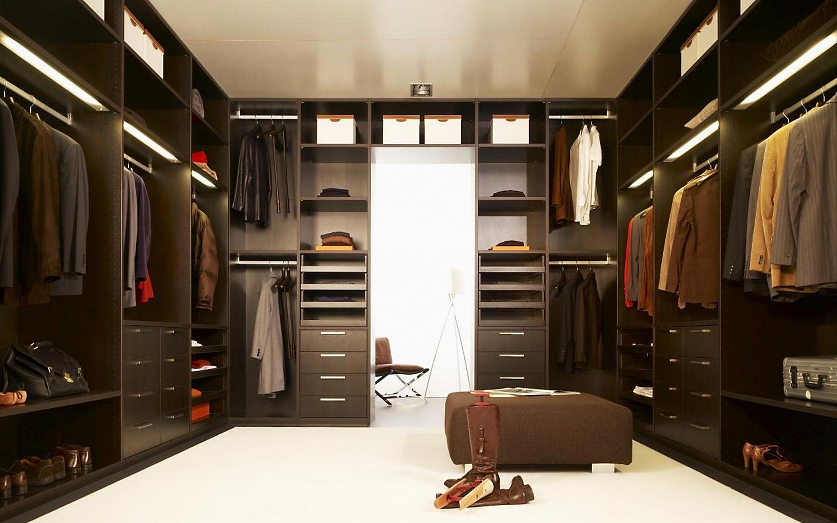 Interior Design Elegant Dark Brown Wardrobe Closet With Two