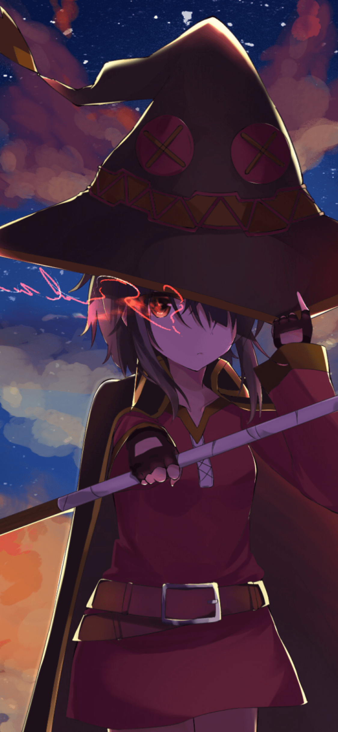 Download 1125x2436 Konosuba, Megumin, Witch, Staff, Magic, Kono