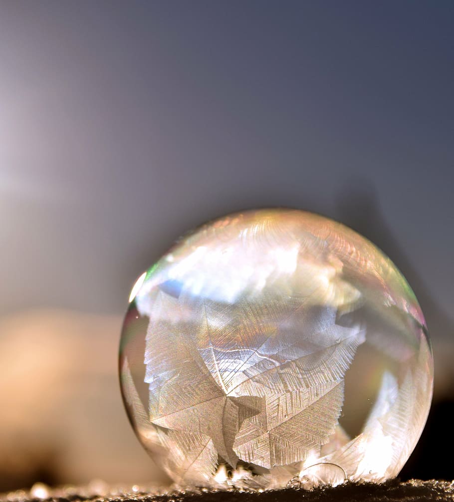 clear, glass ball, shallow, focus lens, bubble, soap bubble