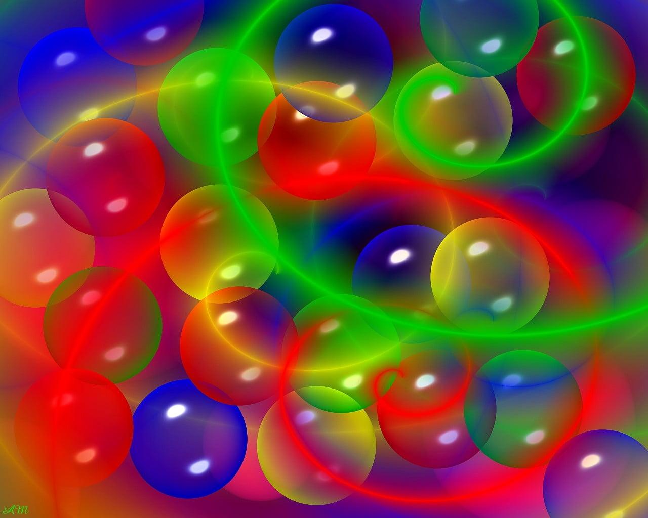 Assorted Color Bubble Illustration, Sphere, Colorful
