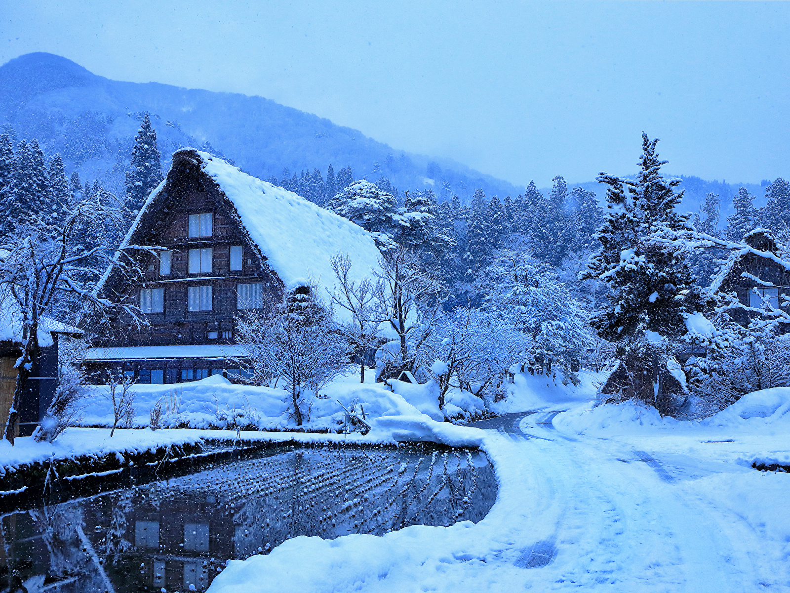 Desktop Wallpaper Japan Village Shirakawa Winter Snow 1600x1200