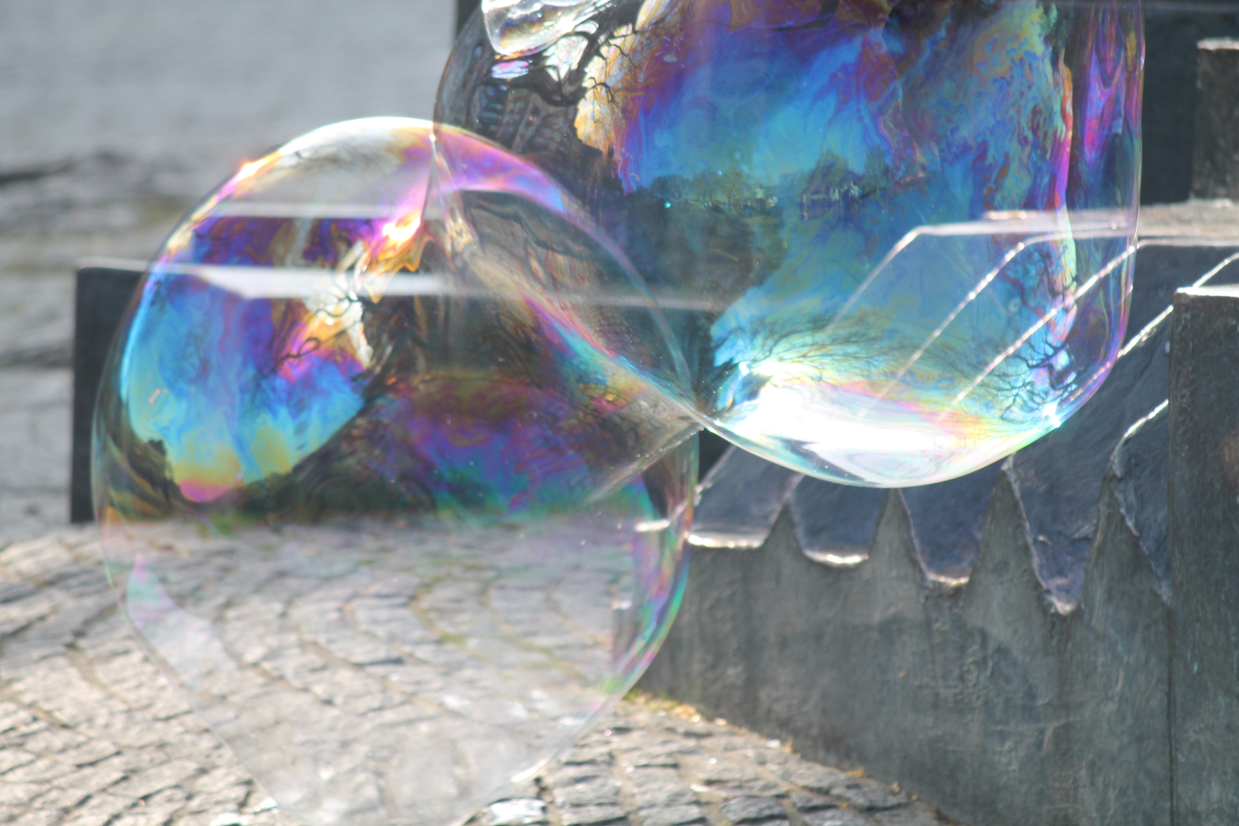 two iridescent bubbles free image