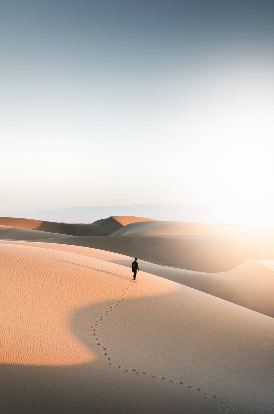 HD wallpaper: person walking on desert, man standing in the middle