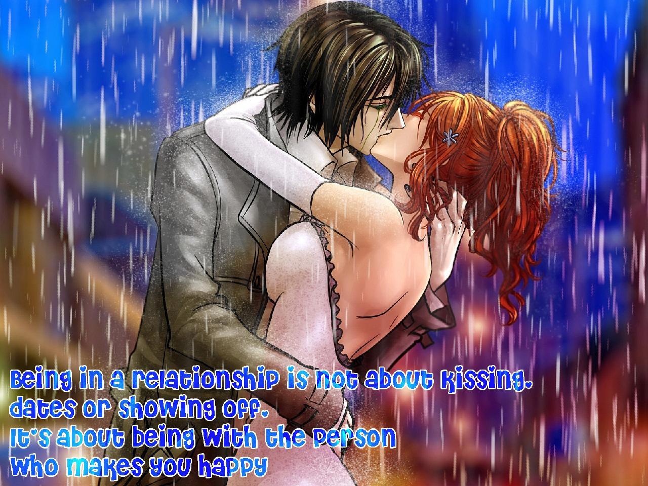 Download A Magical And Romantic Anime Couple Kiss Wallpaper