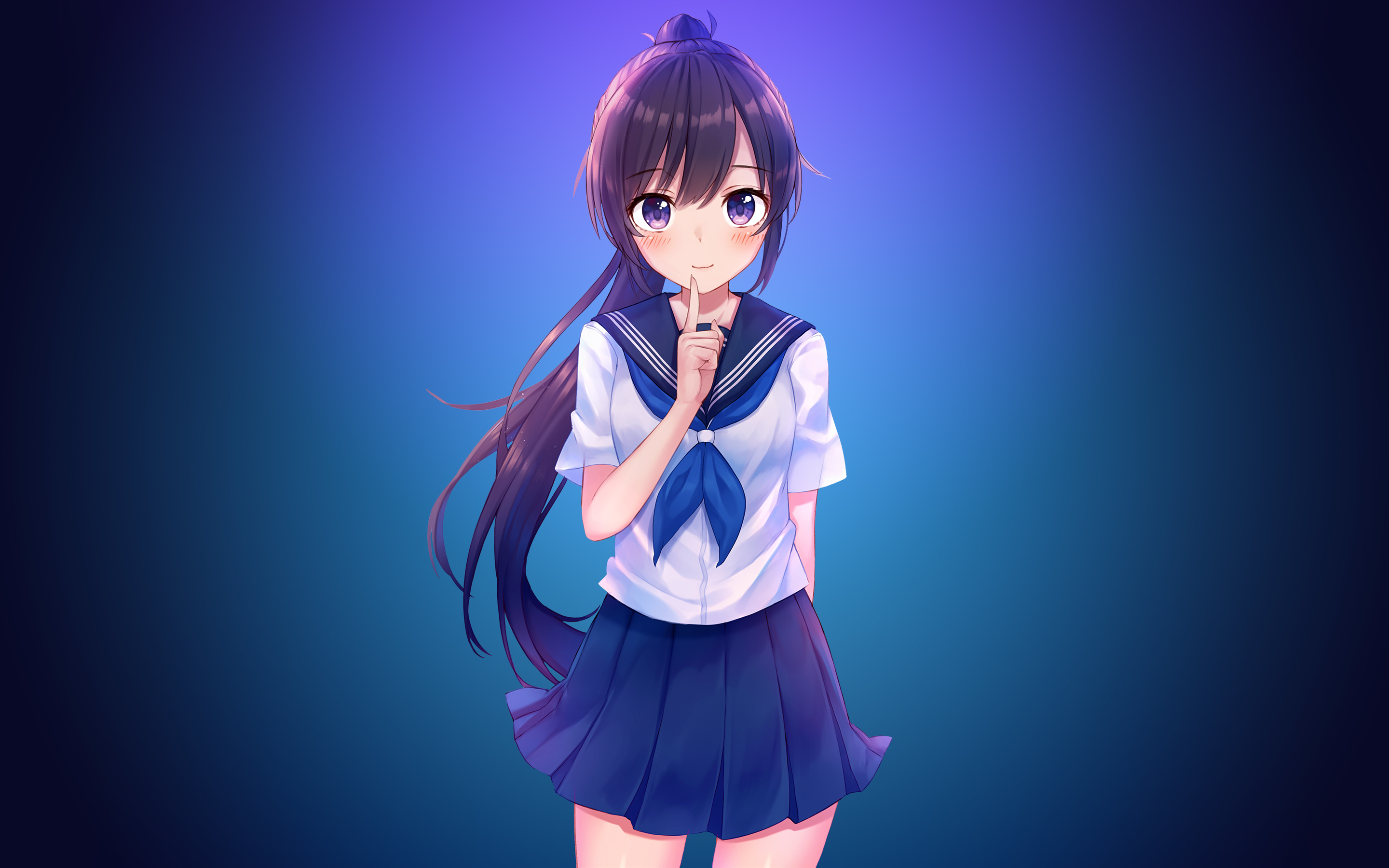 Anime Girl In School Uniform 4k Macbook Pro Retina