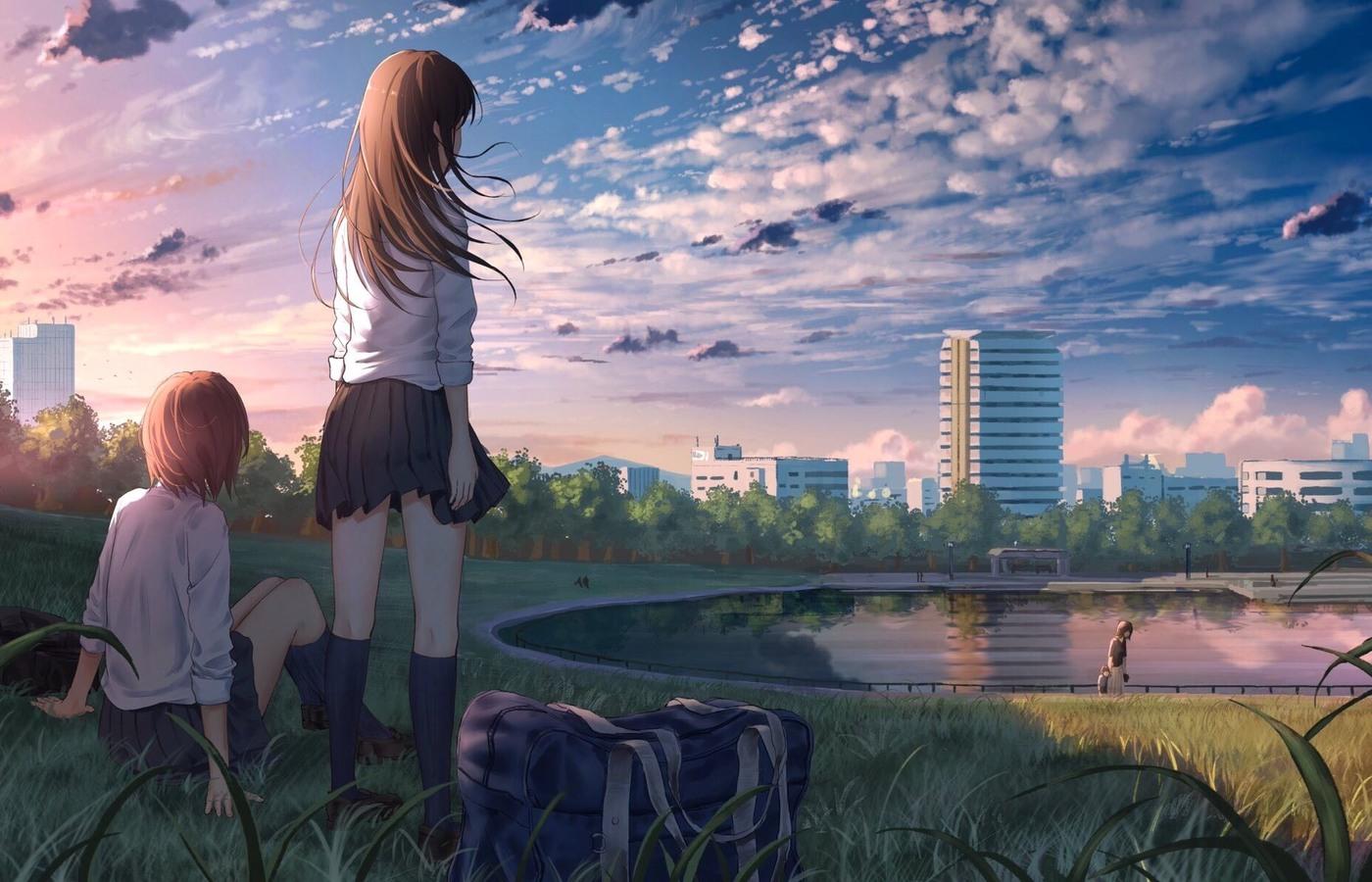 Anime Girl In School Uniform 1400x900 Resolution HD